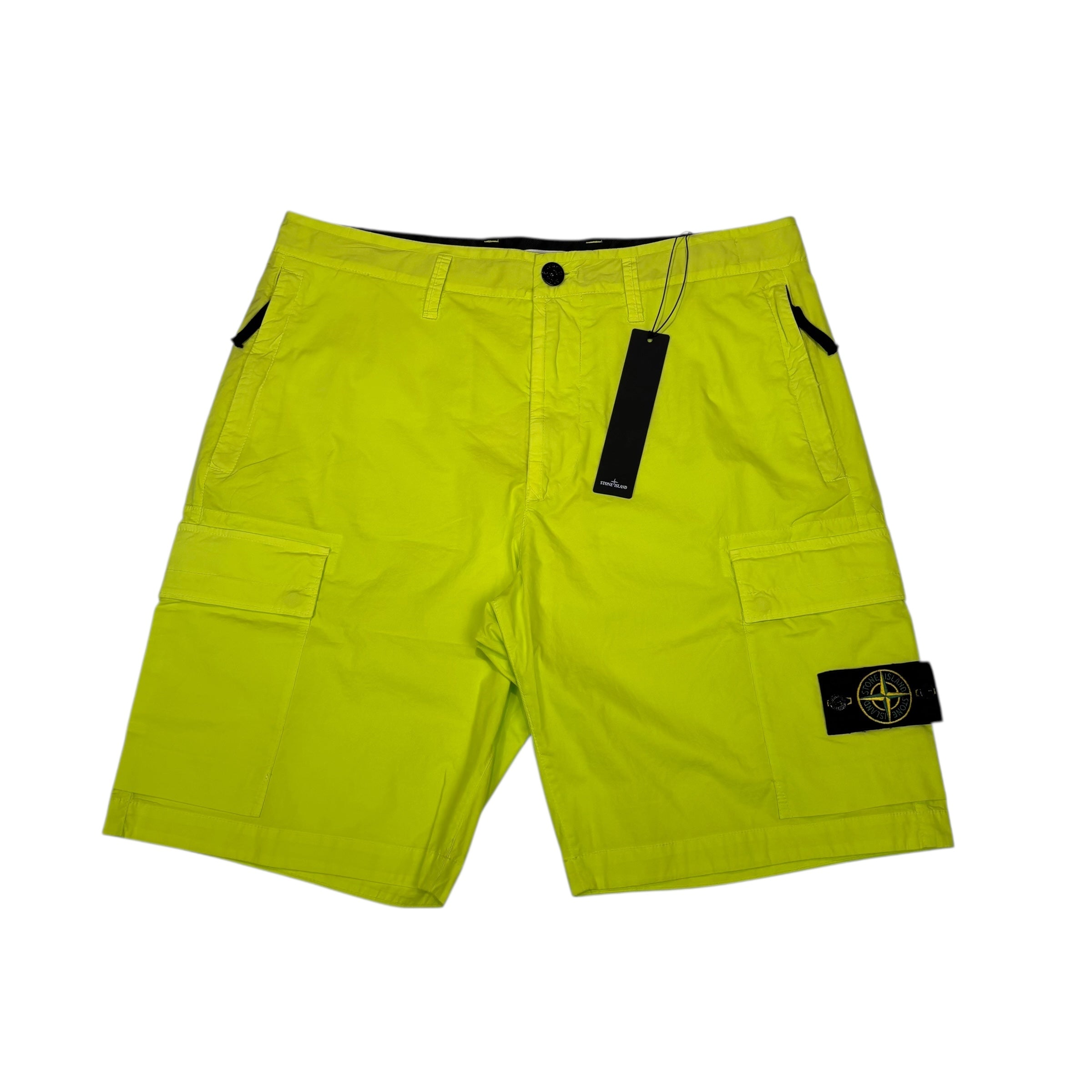 Stone Island Yellow Compass-Patch Cargo Shorts