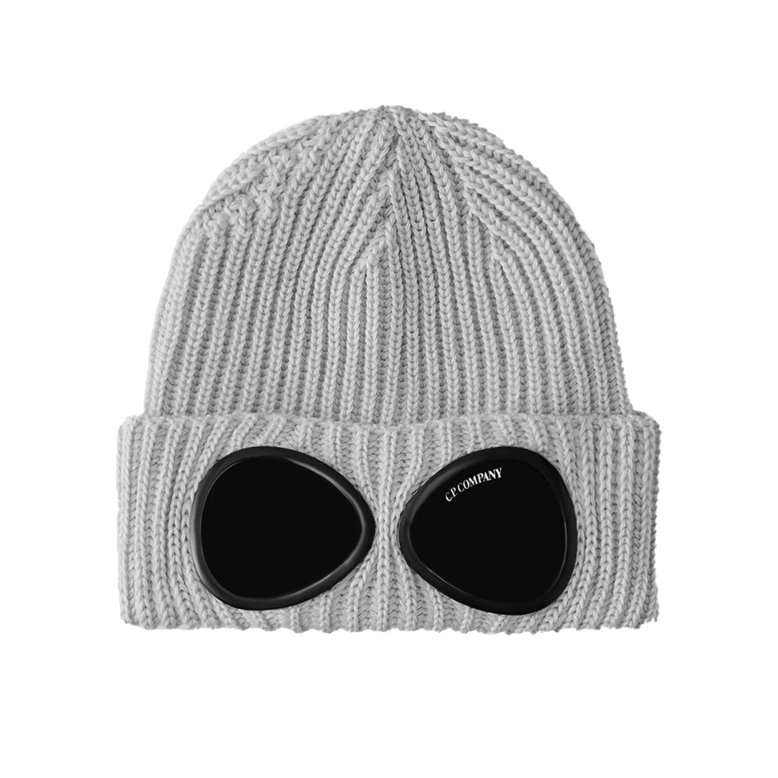 C.P. Company Cotton Goggle Beanie in Greystone Melange