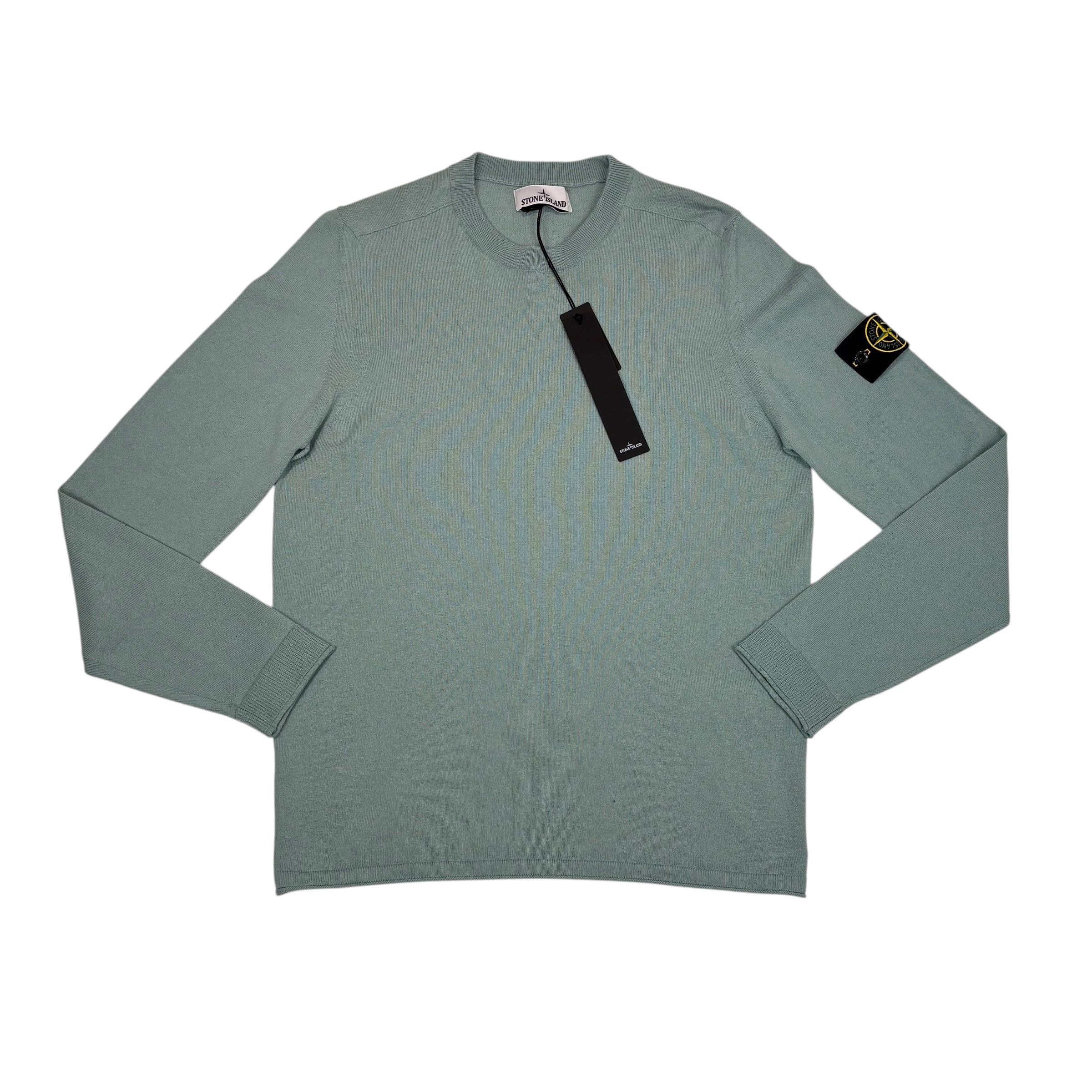 Stone Island Grey Lightweight Cotton Compass Patch Crewneck Jumper