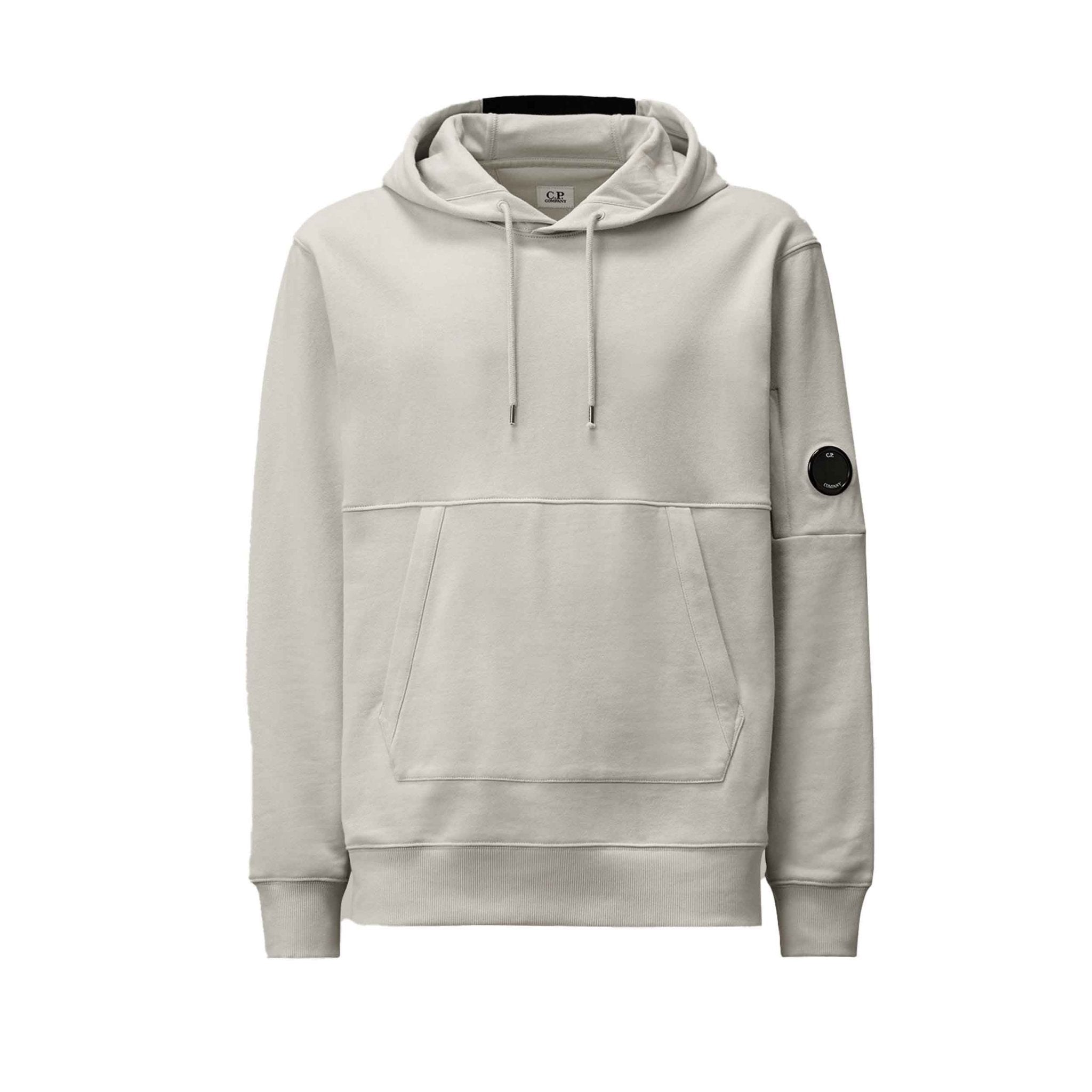 C.P. Company Diagonal Raised Fleece Lens Hooded Sweatshirt in Blue Fox- Grey