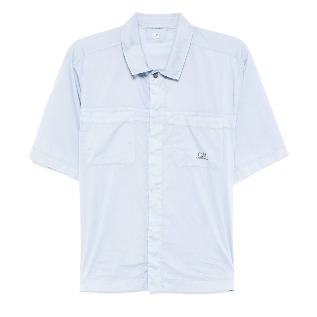 C.P. Company Light Mussola Boxy Short Sleeve Shirt in Light Blue