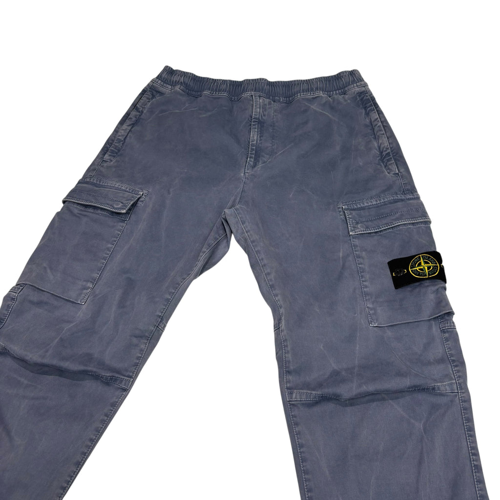 Stone Island Blue Brushed Cotton Tapered Cargo Trousers