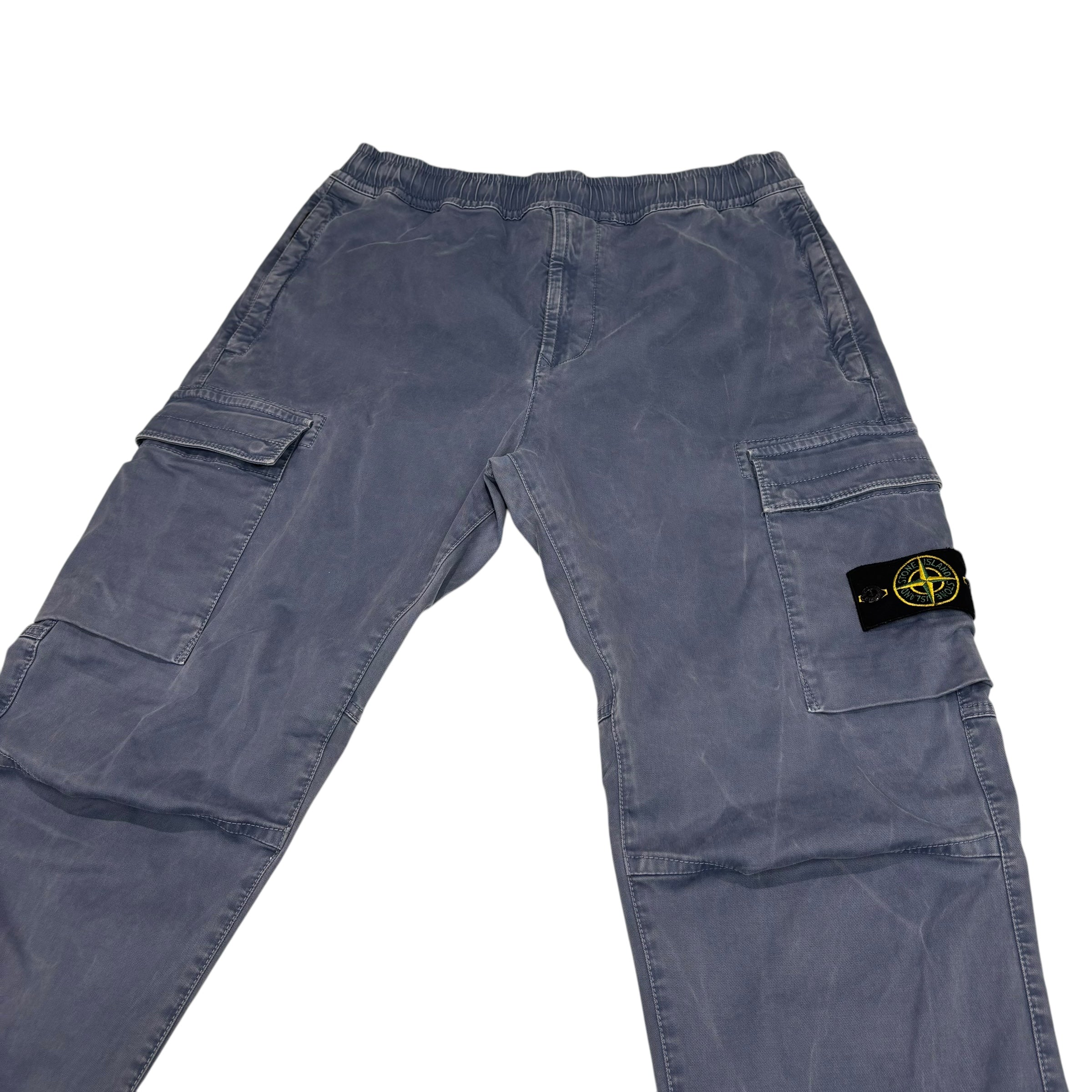Stone Island Blue Brushed Cotton Tapered Cargo Trousers