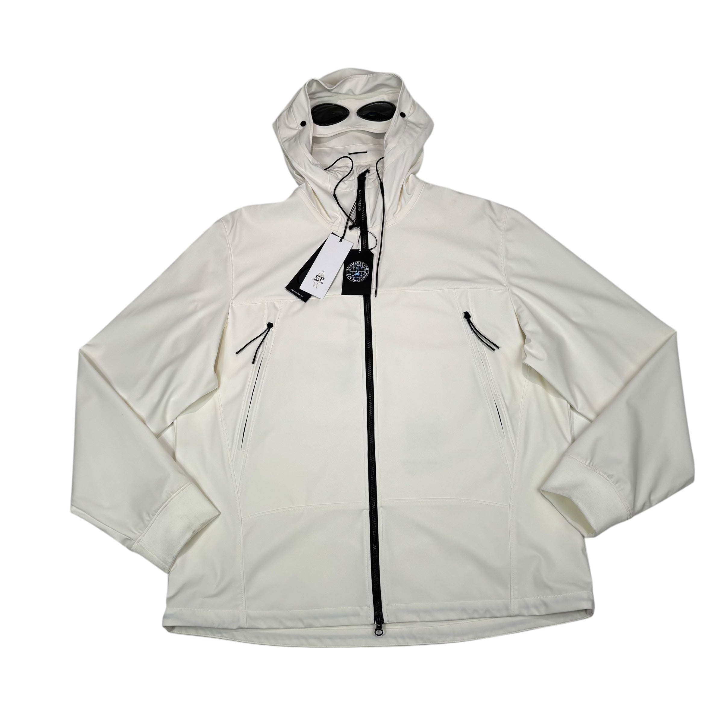 CP Company White Double Goggle Soft Shell Jacket