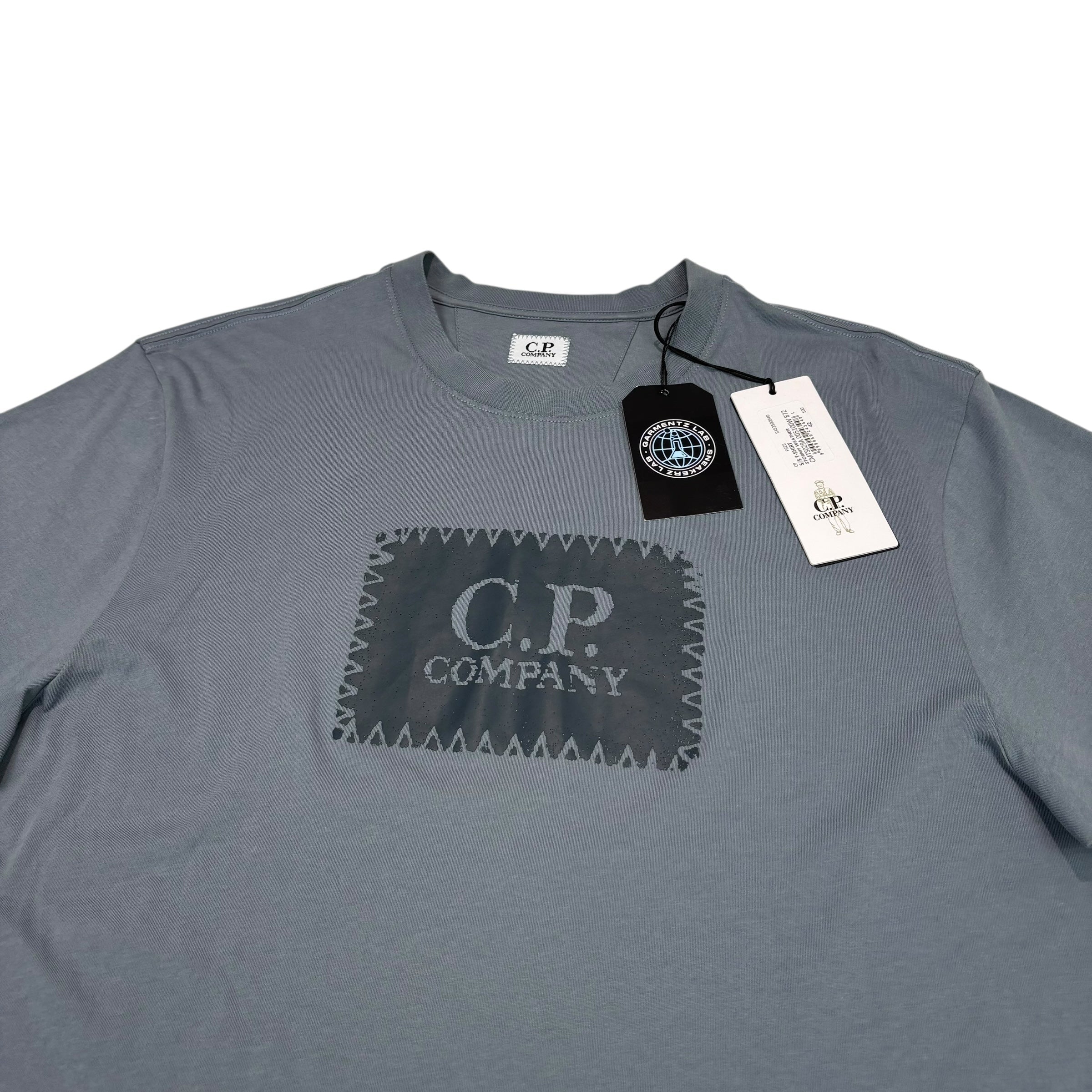 CP Company Stormy Weather Blue Printed Spell Out TShirt