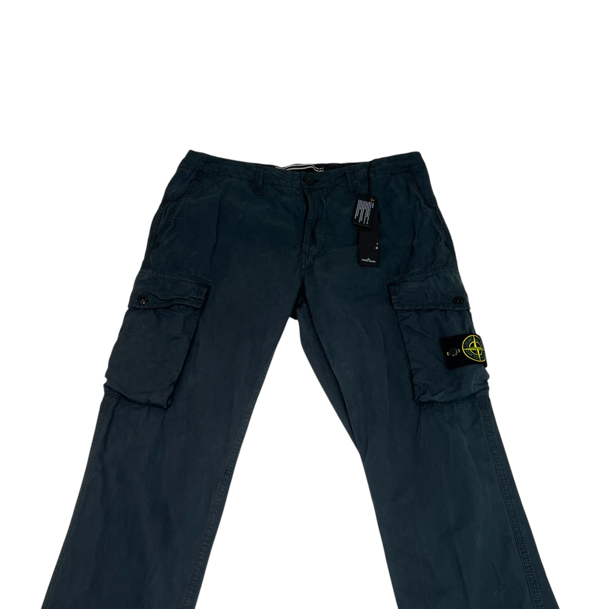 Stone Island Grey Brushed Cotton Cargo Trousers