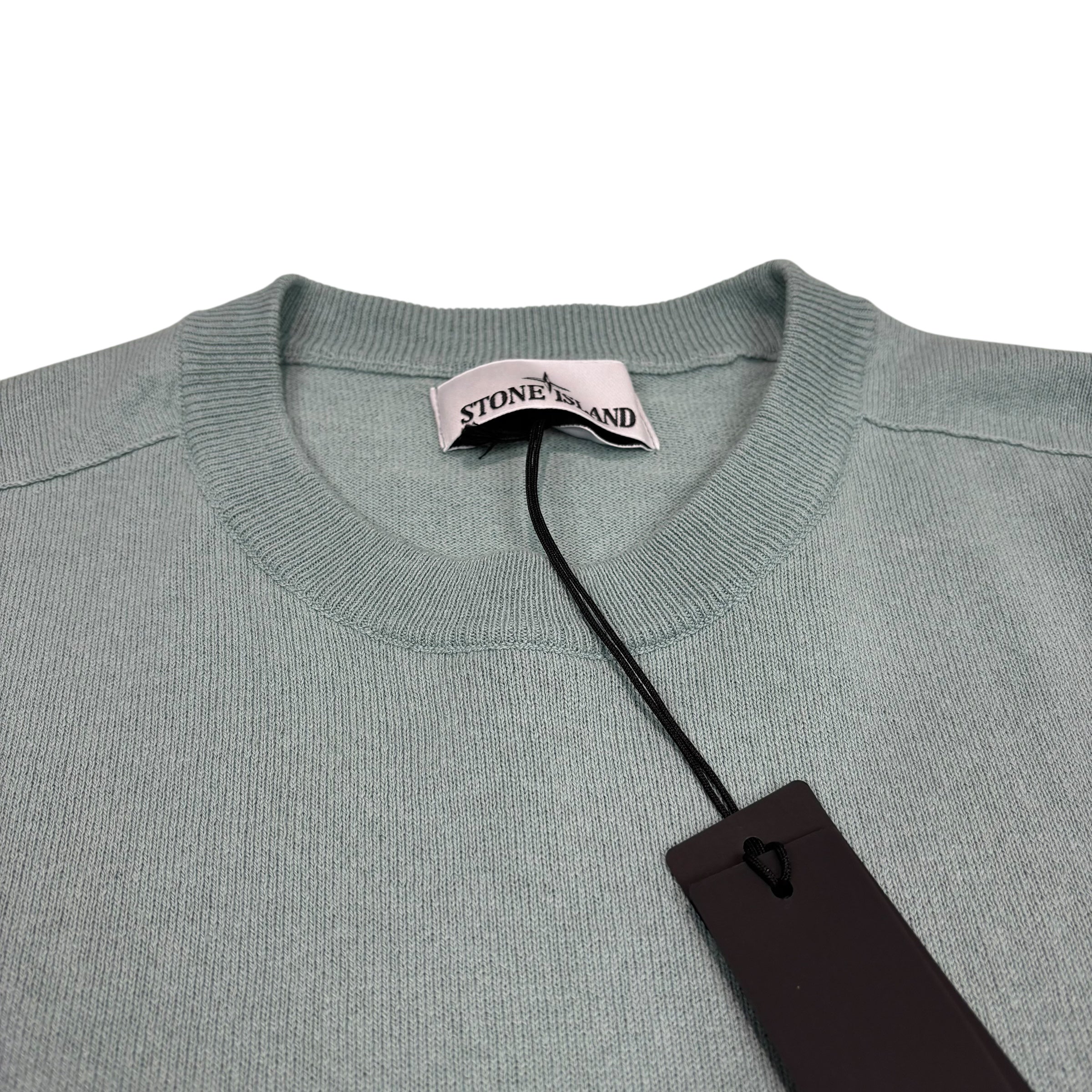 Stone Island Grey Lightweight Cotton Compass Patch Crewneck Jumper