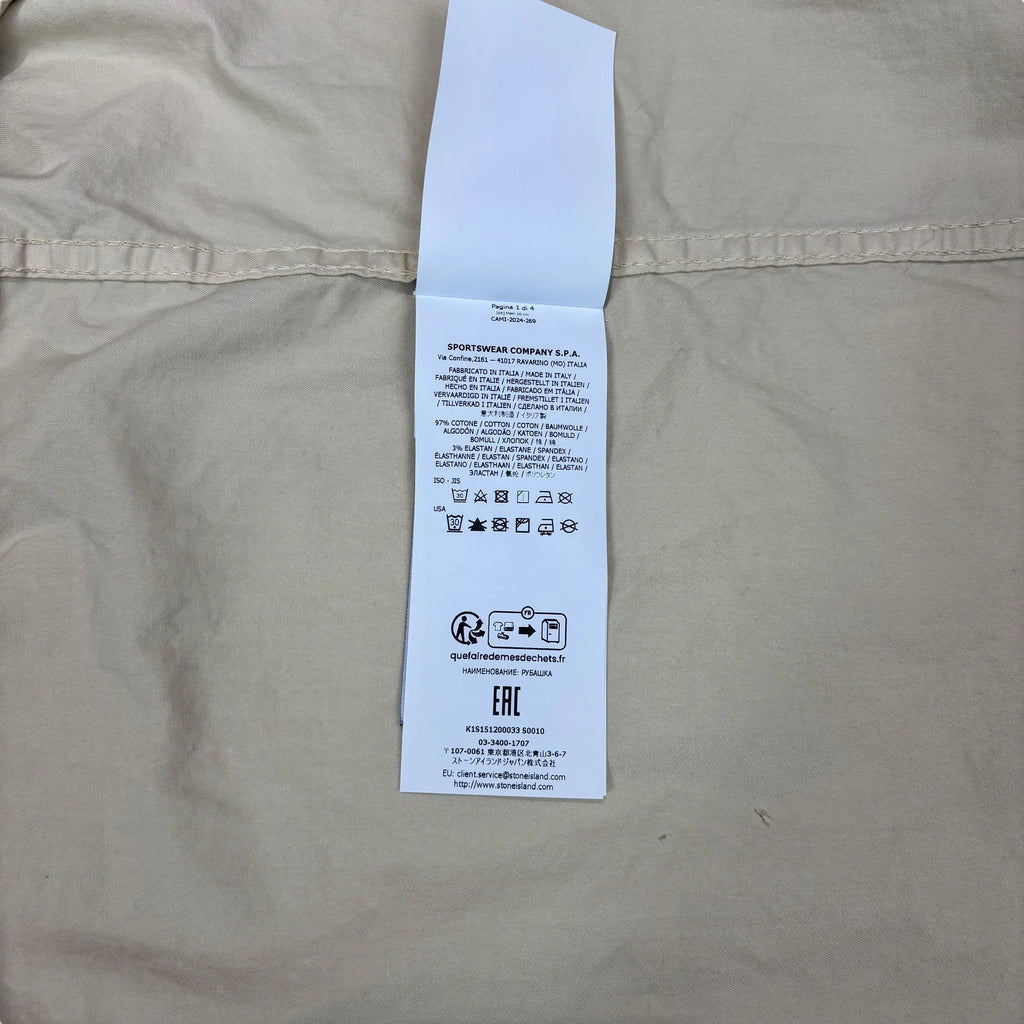 Stone Island Beige Compass Patch Front Pocket Design Collared Overshirt Jacket