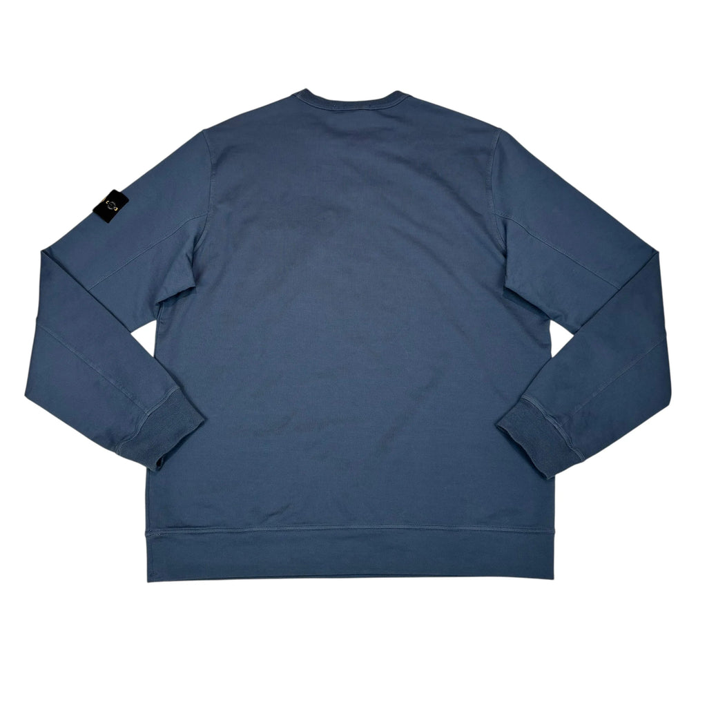 Stone Island Blue Compasss Patch Front Pocket Design Crewneck Jumper