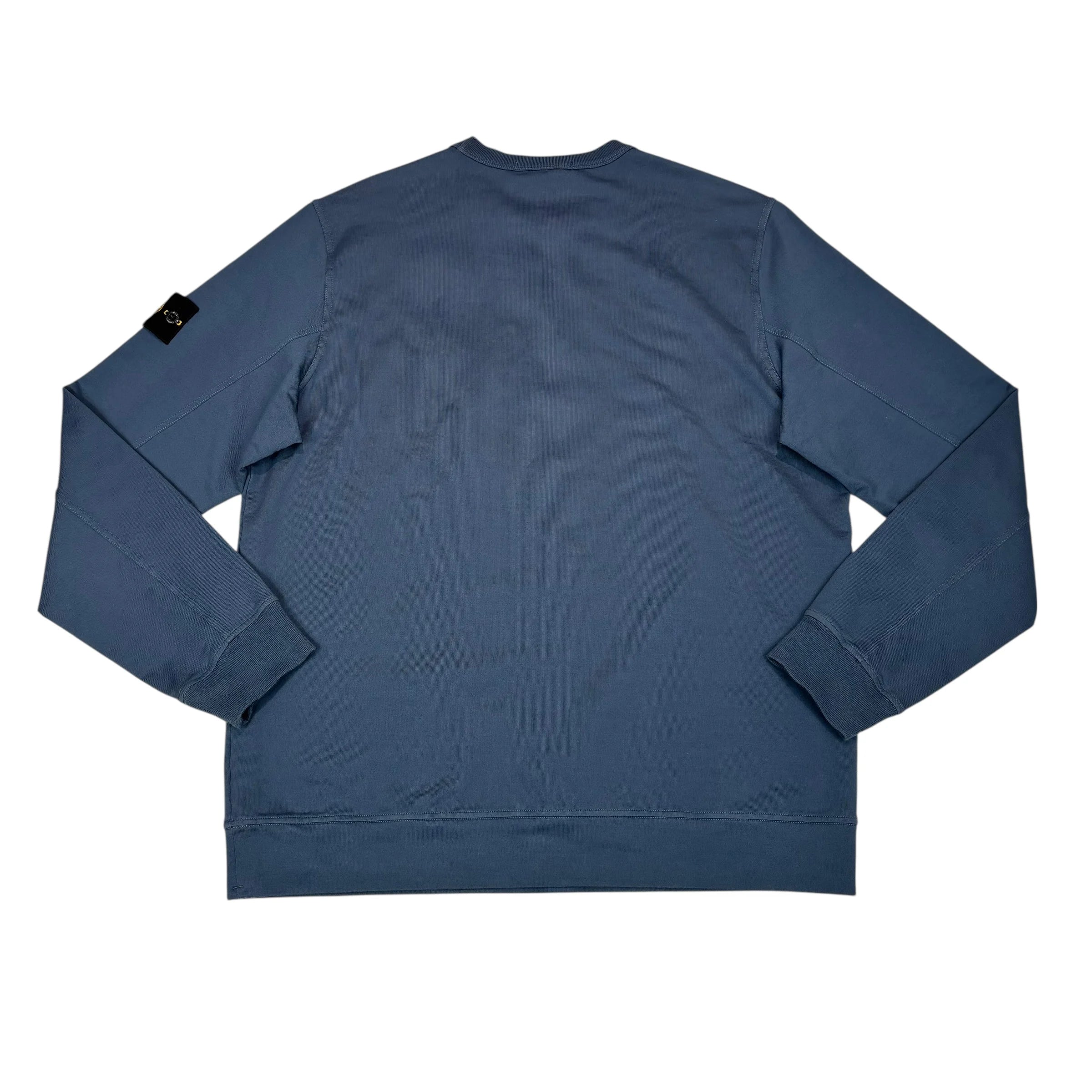 Stone Island Blue Compasss Patch Front Pocket Design Crewneck Jumper