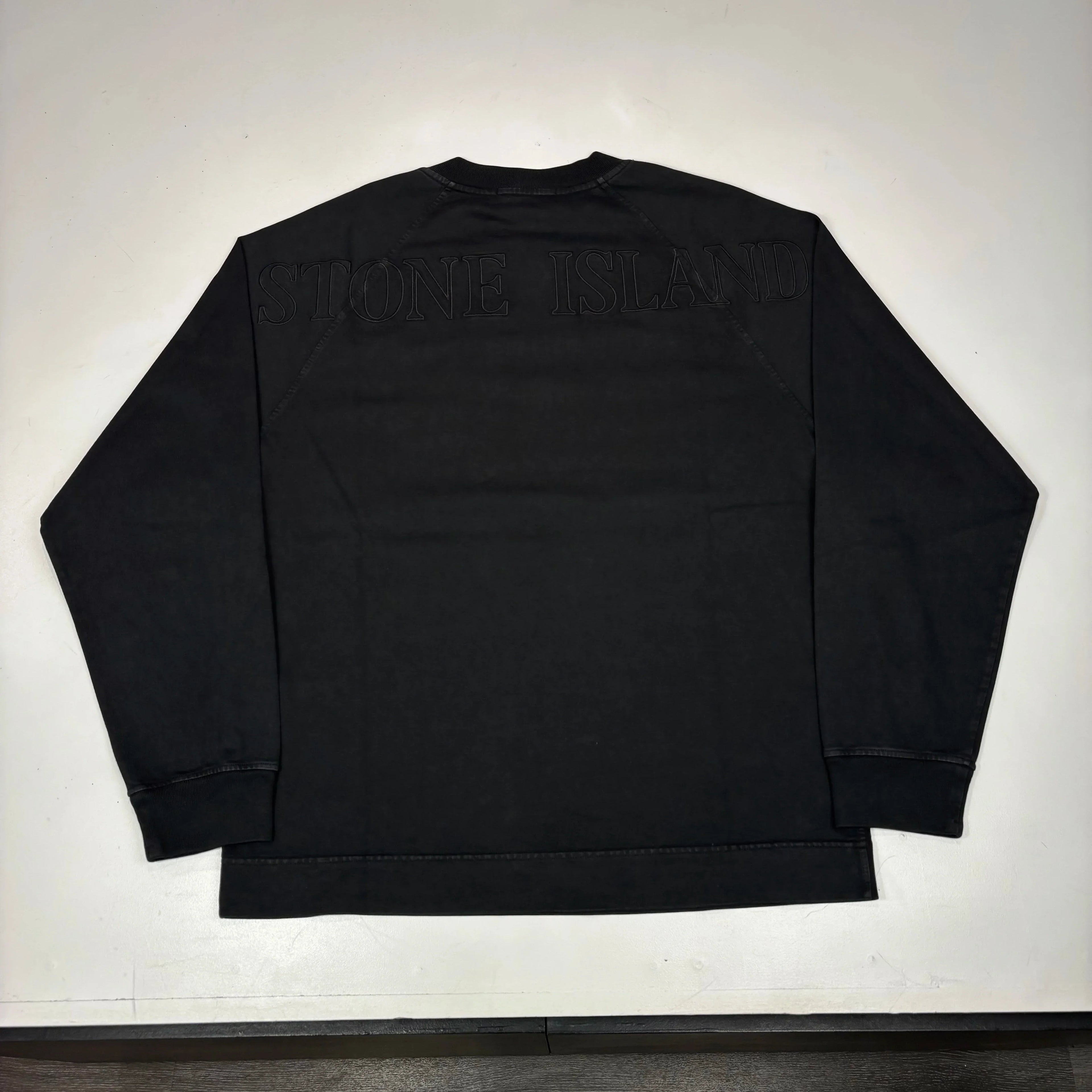 Stone Island Black Embroidered Logo Design Crewneck Jumper