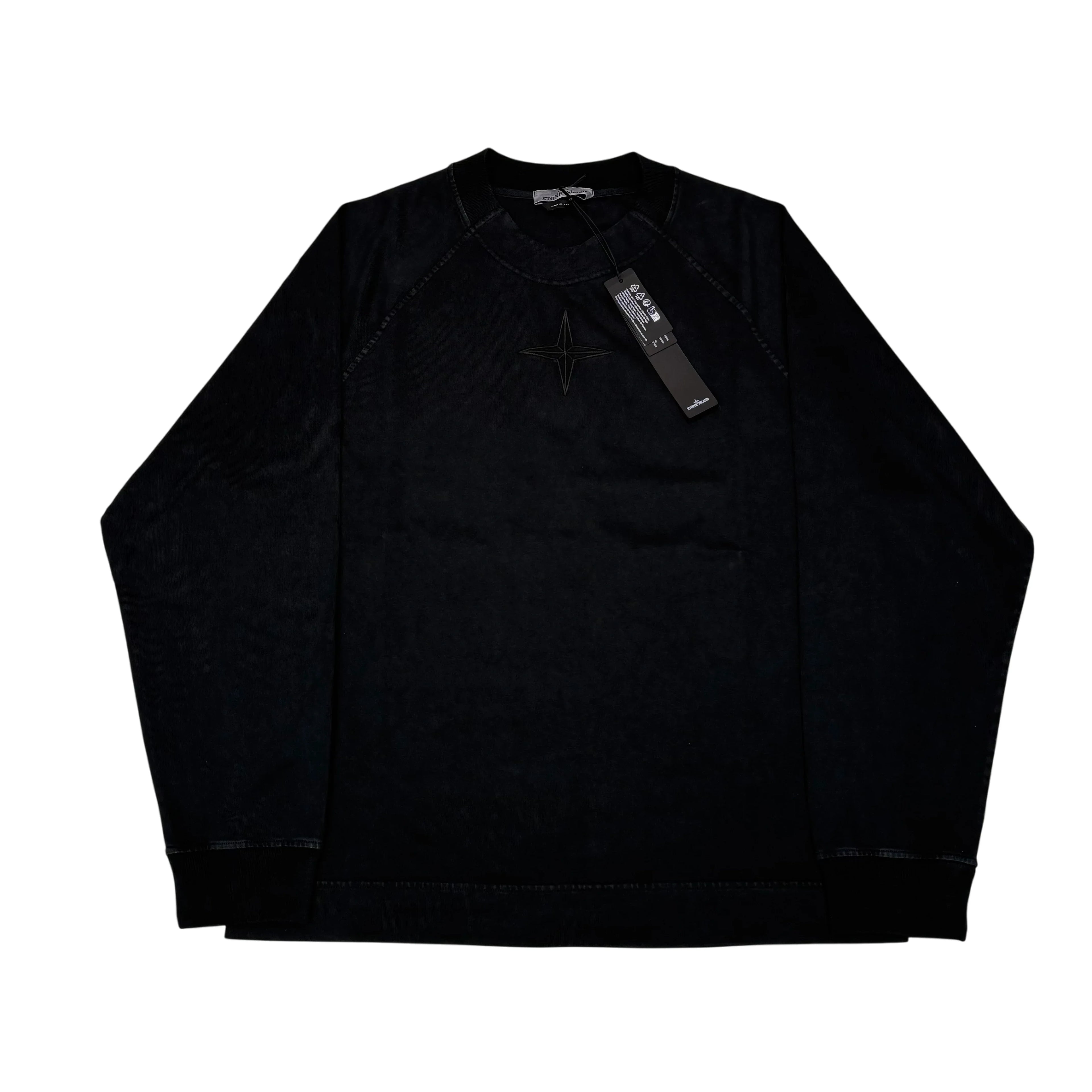 Stone Island Black Embroidered Logo Design Crewneck Jumper