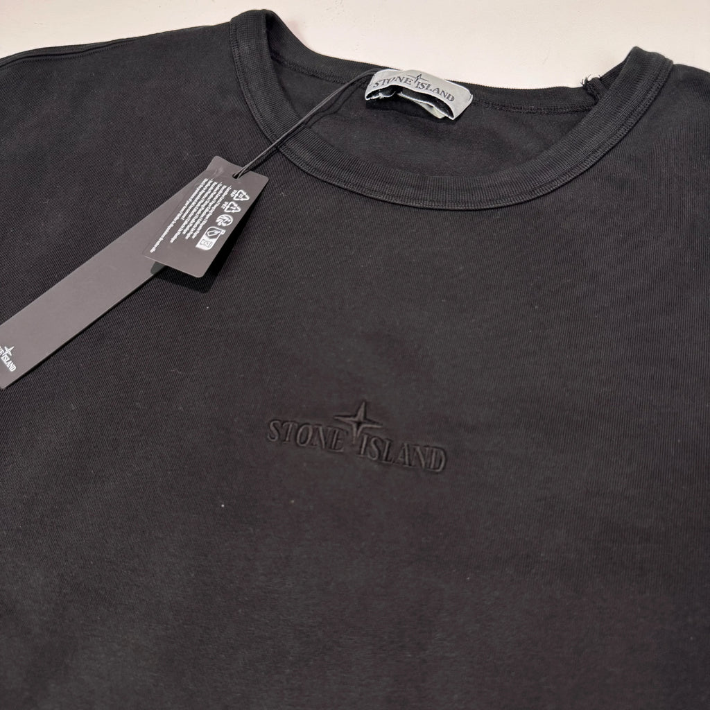 Stone Island Black Embroidered Logo Spell Out Jumper