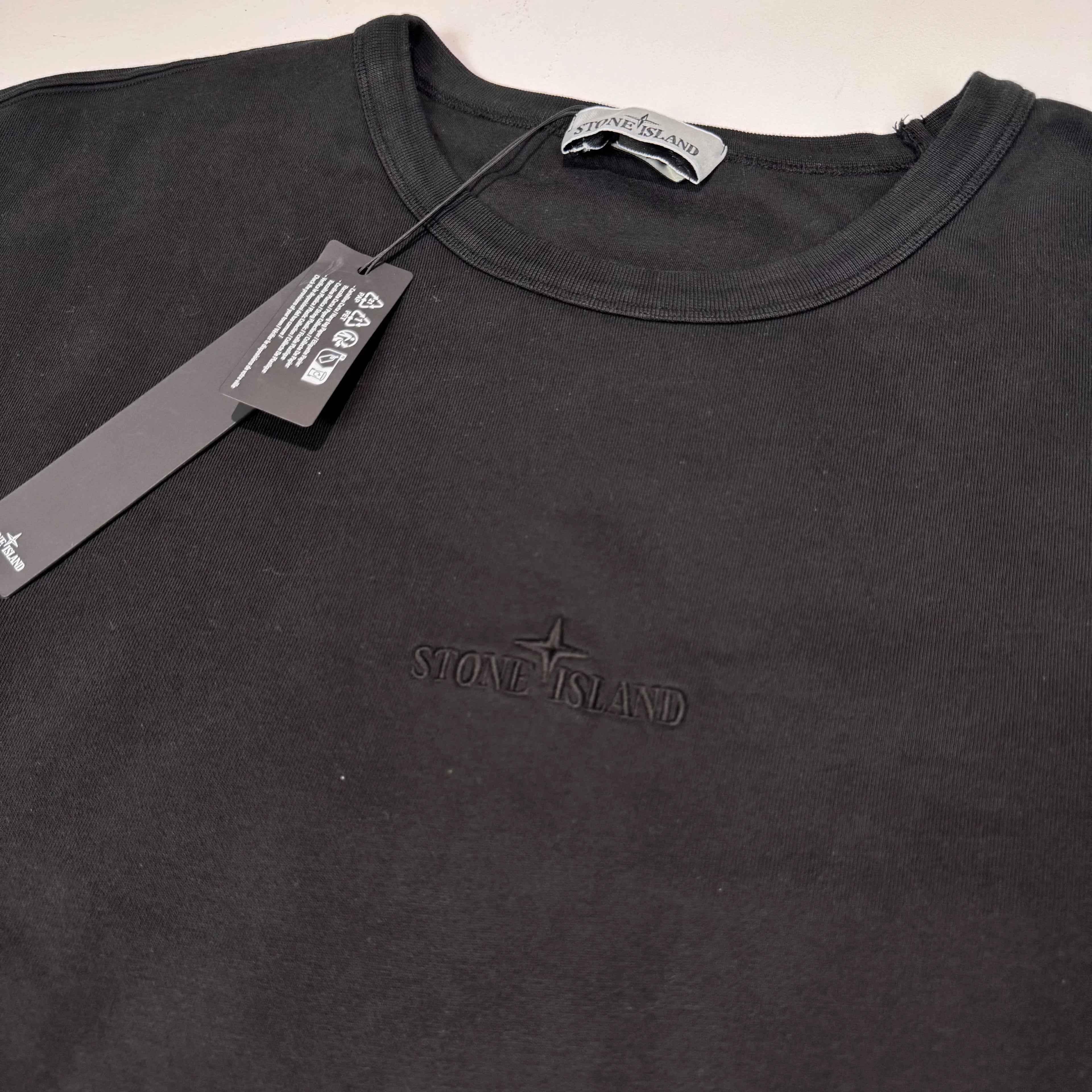 Stone Island Black Embroidered Logo Spell Out Jumper