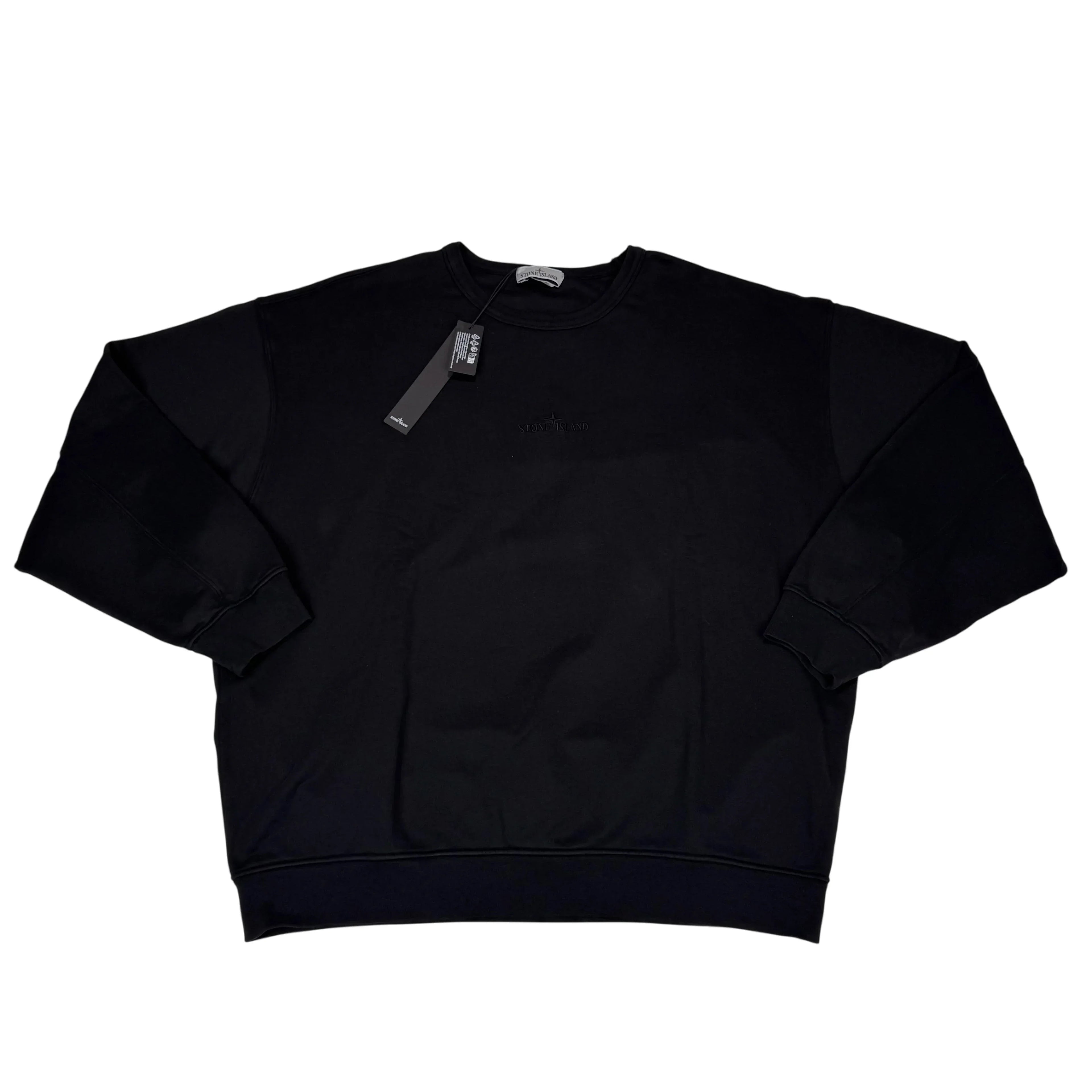 Stone Island Black Embroidered Logo Spell Out Jumper
