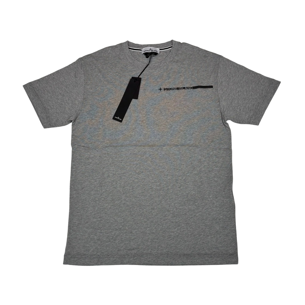 Stone Island Grey Raised Logo Spell Out Short Sleeve Tshirt