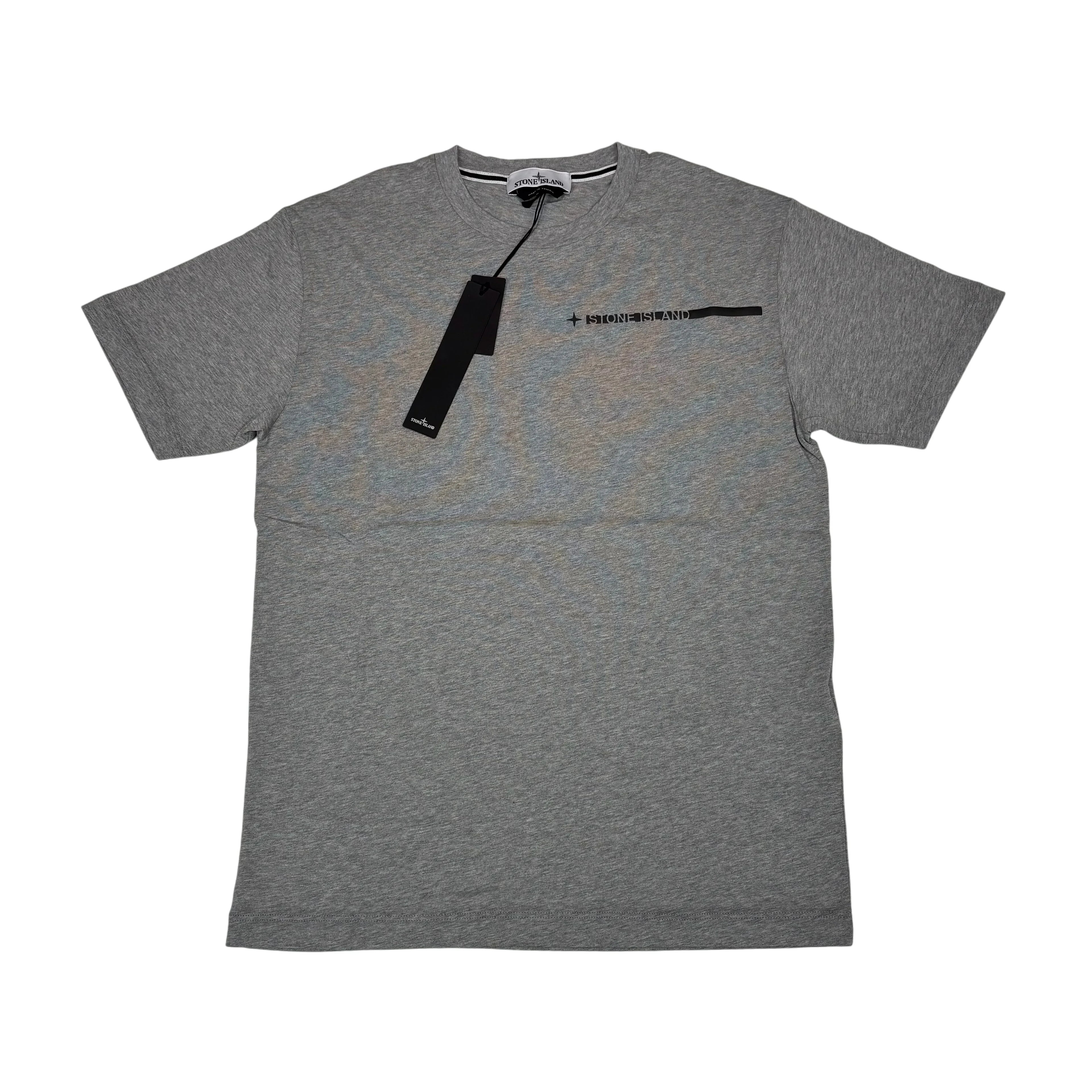 Stone Island Grey Raised Logo Spell Out Short Sleeve Tshirt