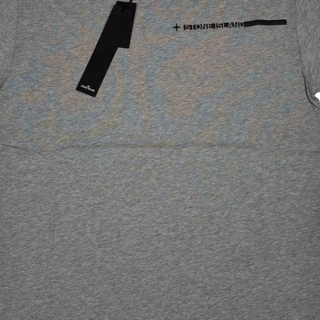 Stone Island Grey Raised Logo Spell Out Short Sleeve Tshirt
