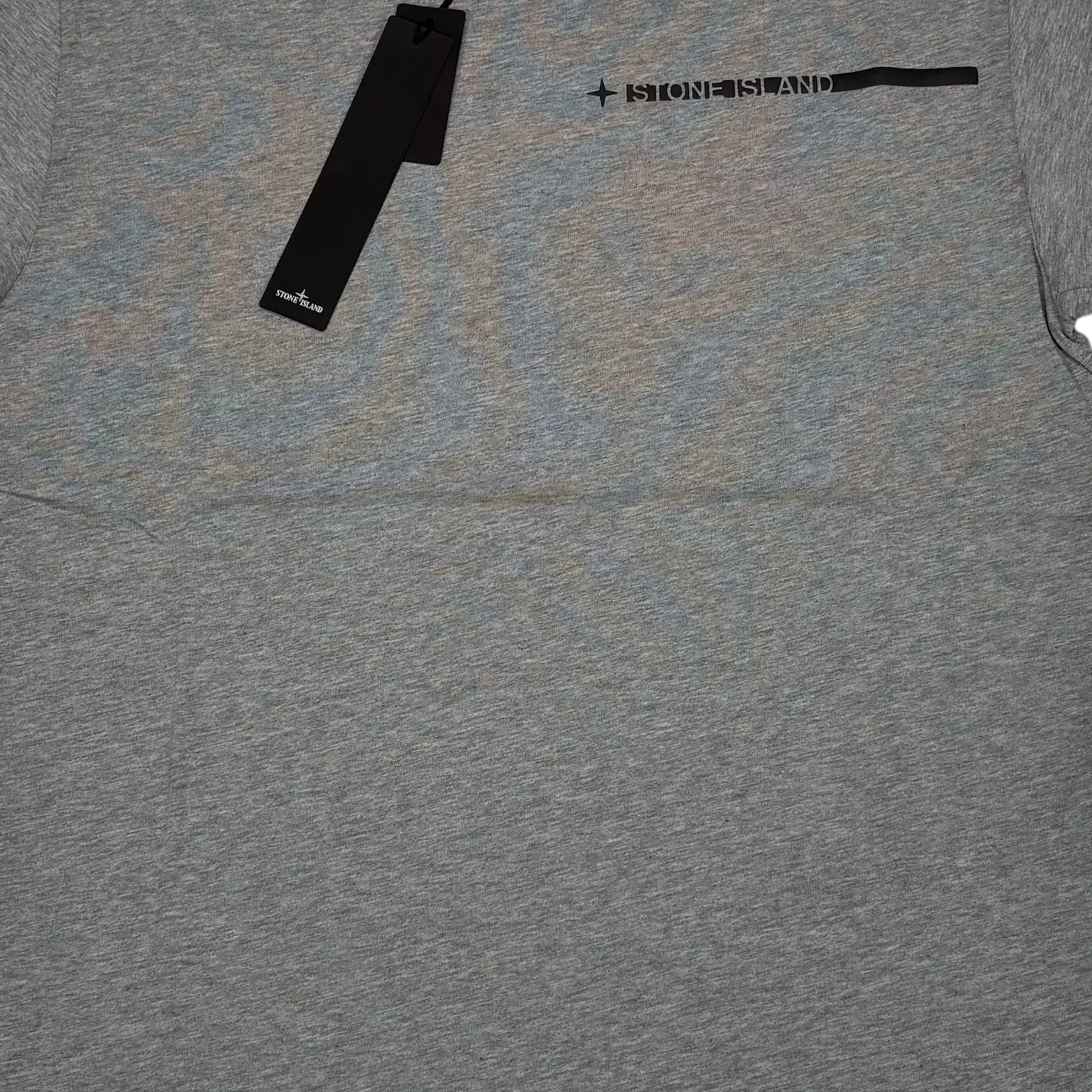Stone Island Grey Raised Logo Spell Out Short Sleeve Tshirt