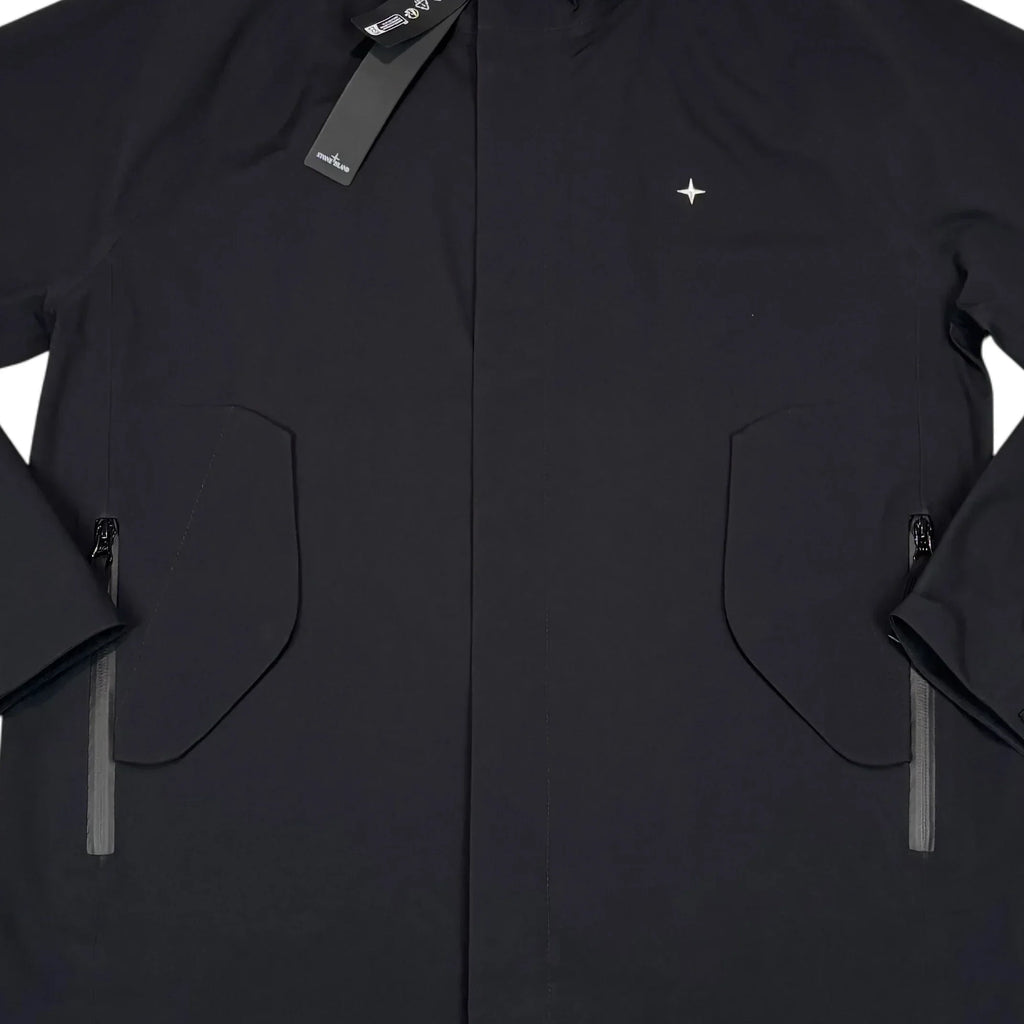 Stone Island Black Marina Logo Waterproof Jacket