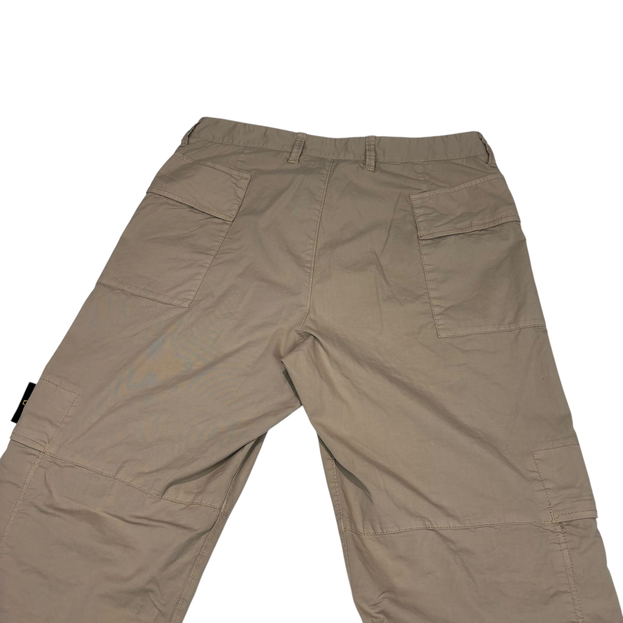 Stone Island Beige Compass-Patch Zip-Pocket Trousers