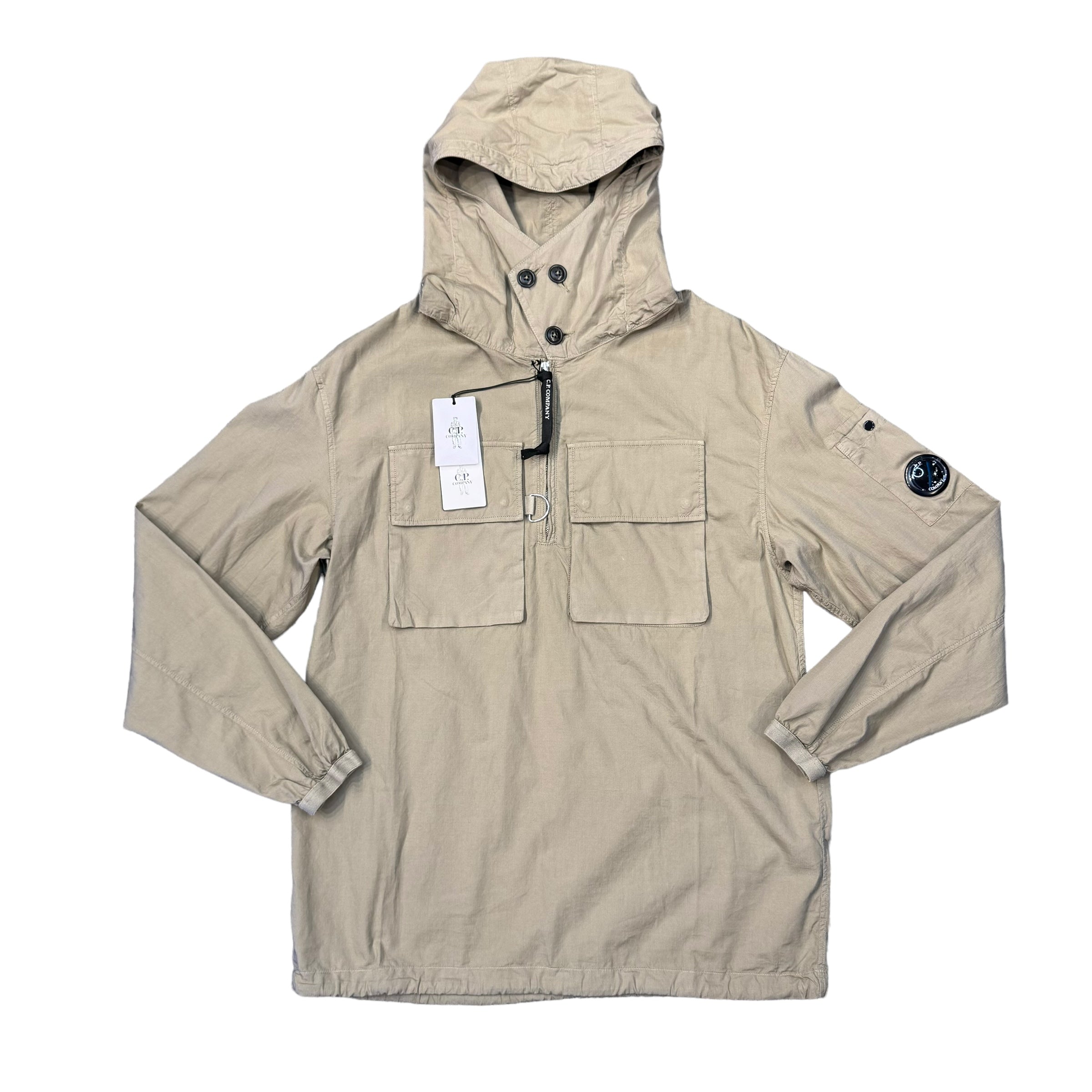 CP Company Beige Classic Goggle Quarter-Zip Hoodie