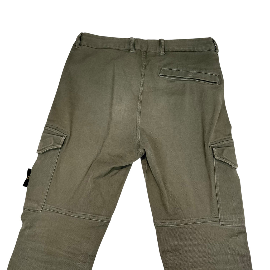 Stone Island Green Diagonal Cotton Compass-Patch Cargo Trousers