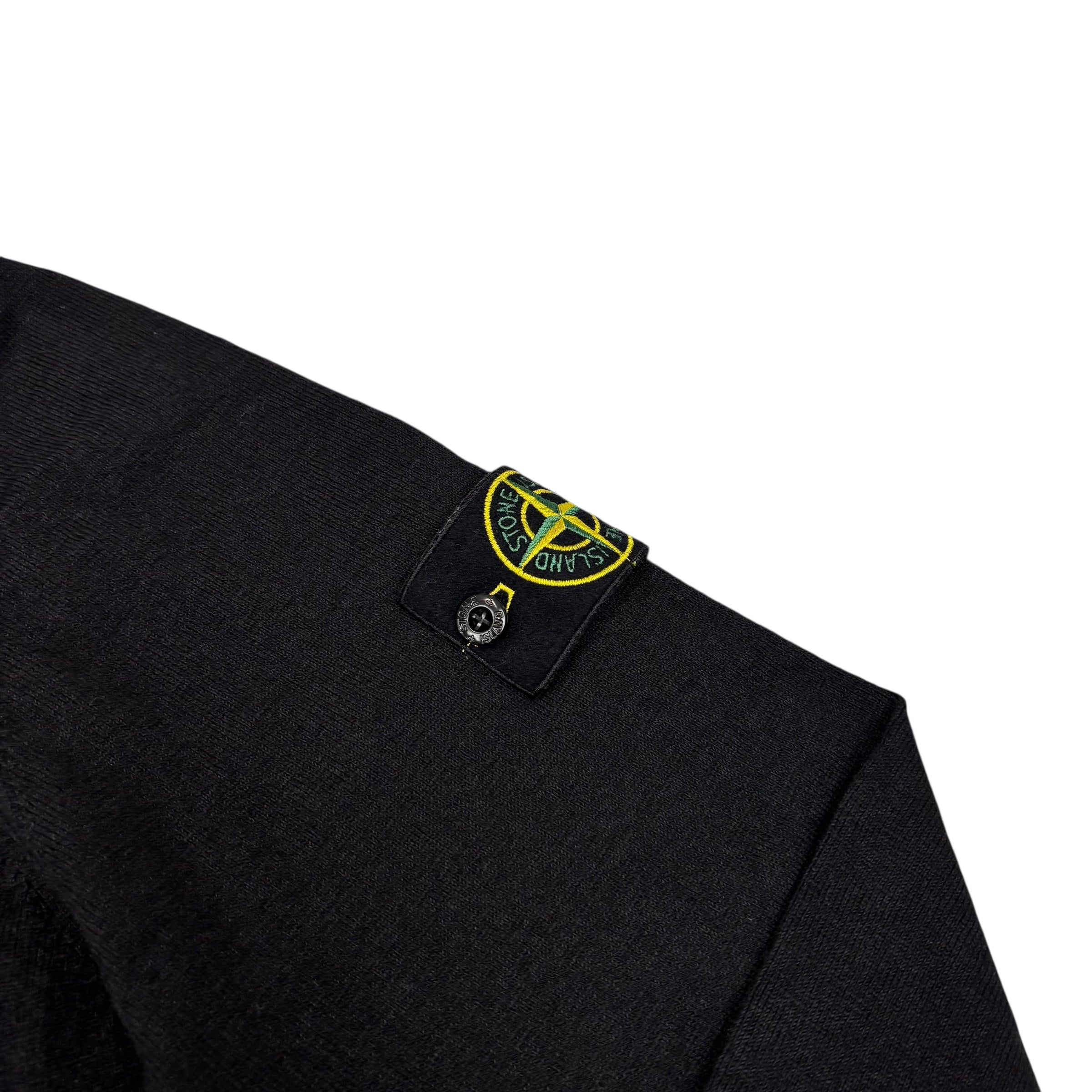 Stone Island Black Cotton Compass-Patch Crewneck Jumper