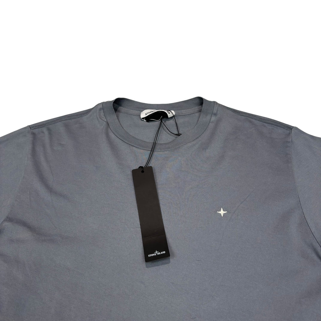 Stone Island Blue Marina Embroidered Logo Tshirt