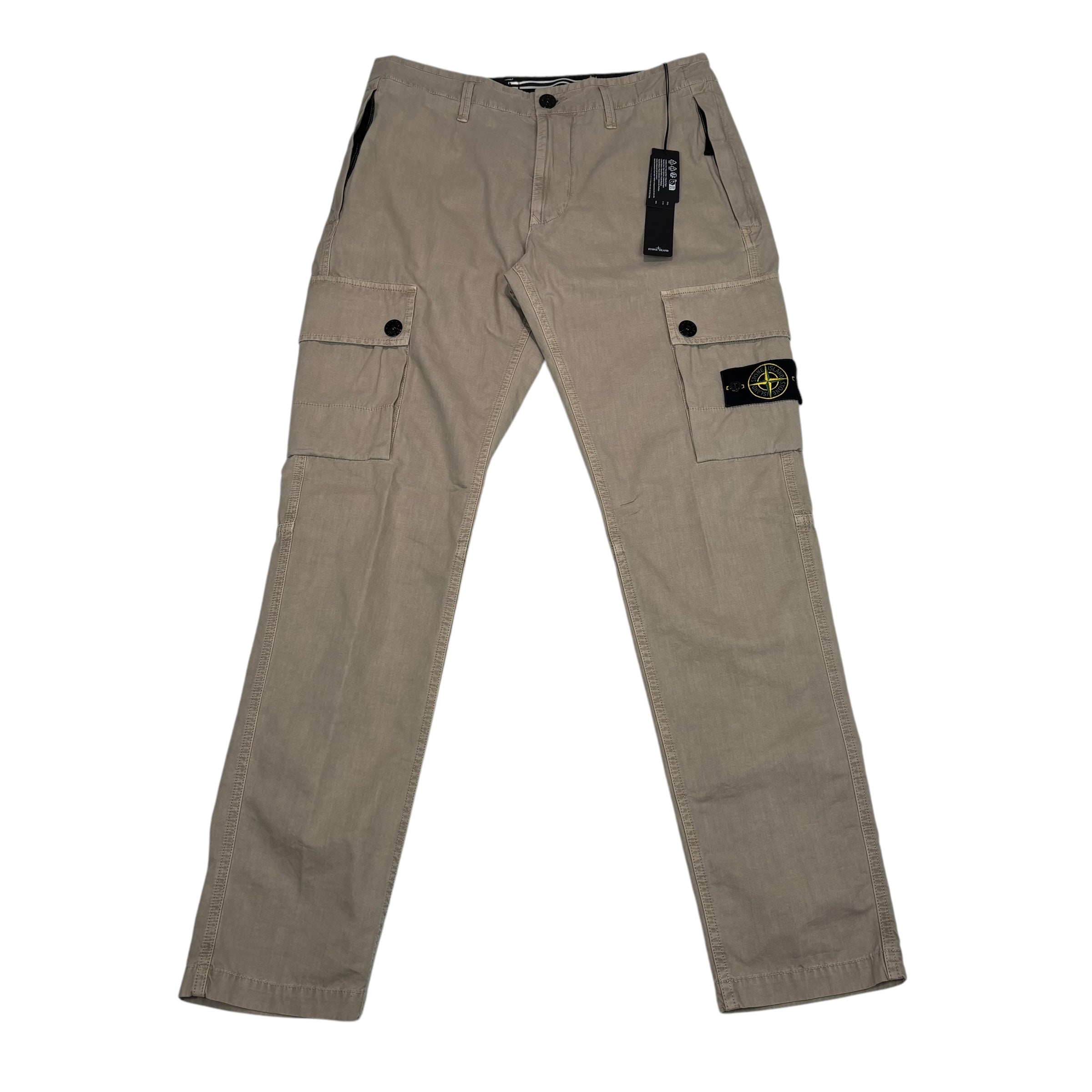 Stone Island Beige Compass-Patch Buttoned Cargo Trousers