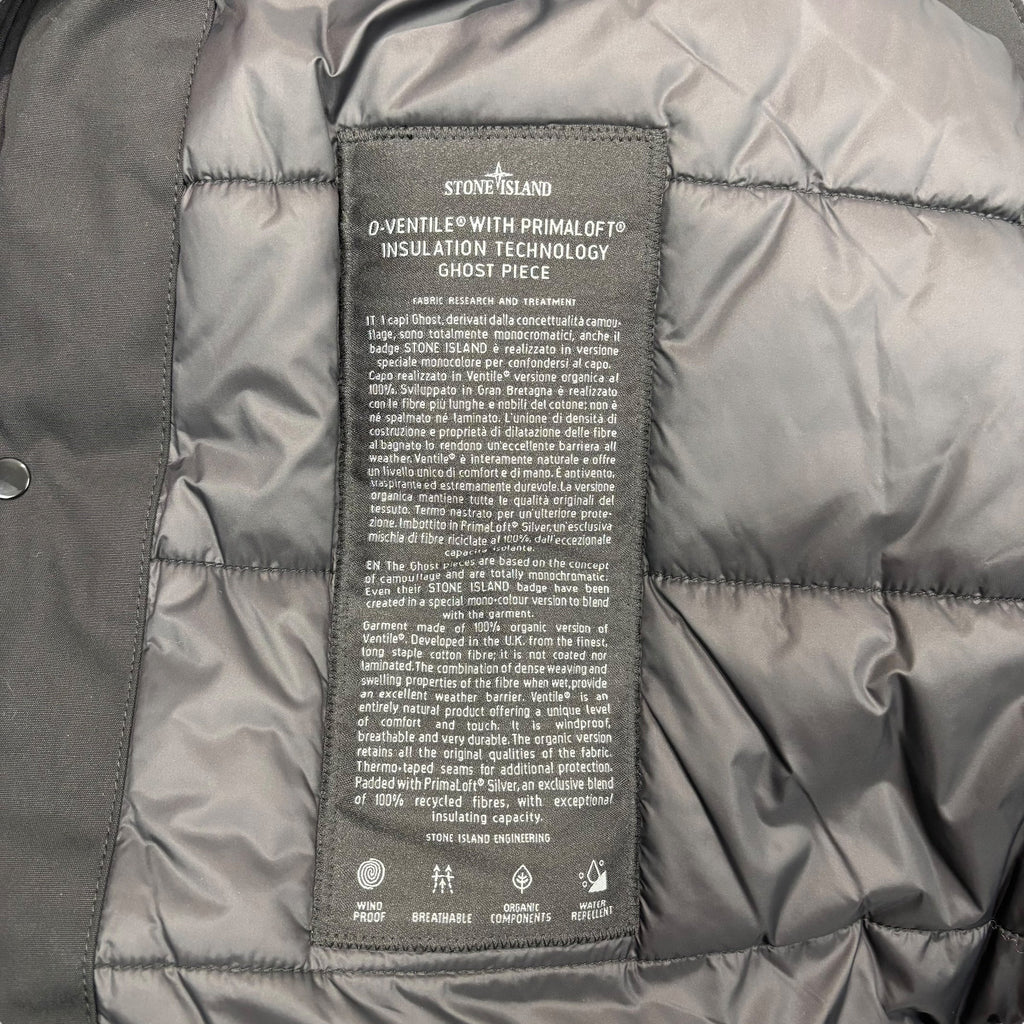 Stone Island Black O-Ventile with Primaloft Insulation Technology Ghost Piece Jacket
