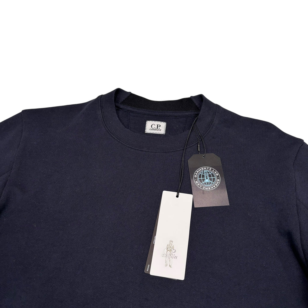 Cp Company Navy Blue Diagonal Fleece Single Goggle Crewneck Jumper