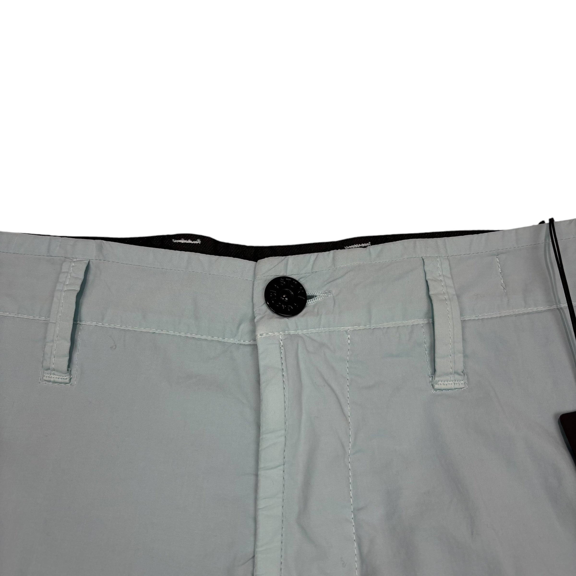 Stone Island Ice Blue Compass-Patch Cargo Shorts