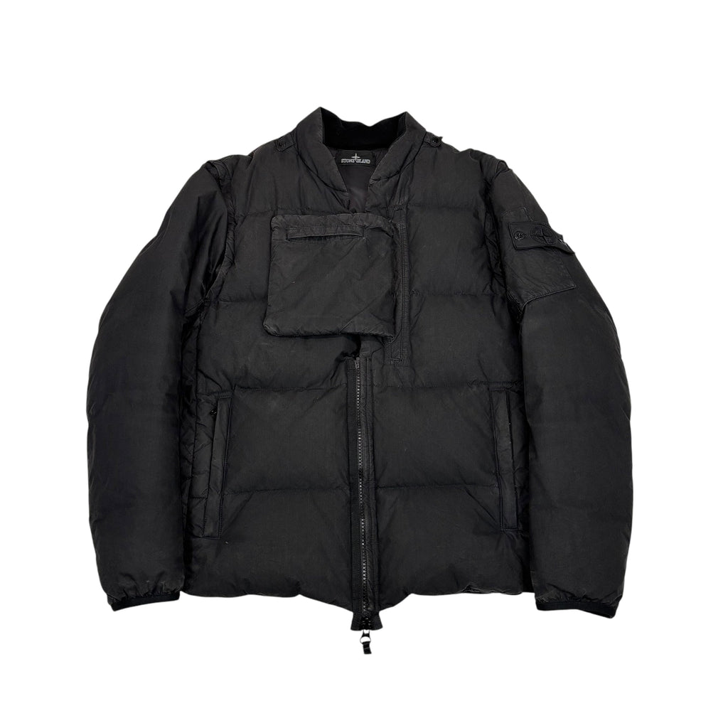 Stone Island Black Shadow Project  Compass-Patch with Removable Arms Cotton Nylon Poplin Down Jacket