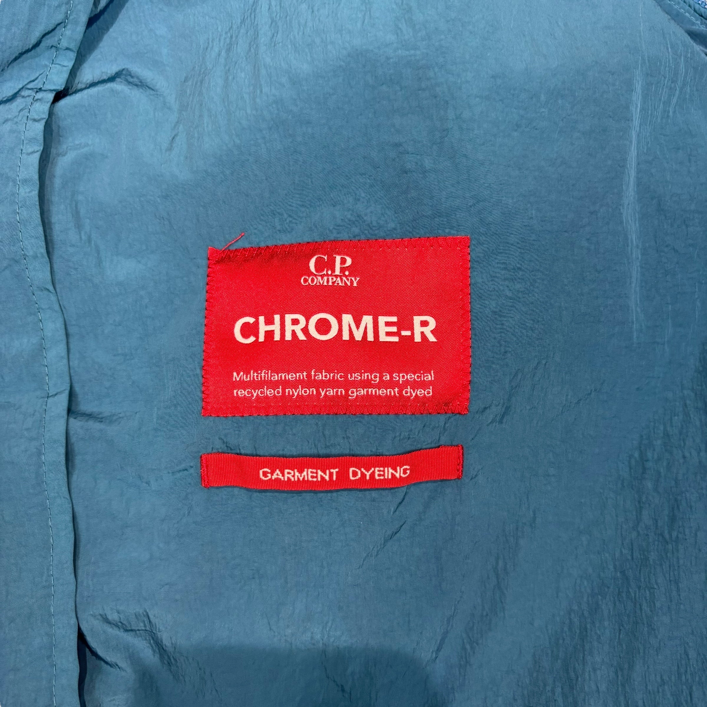CP Company Blue Nylon Chrome-R Single Goggle Garment Dyeing Overshirt Jacket