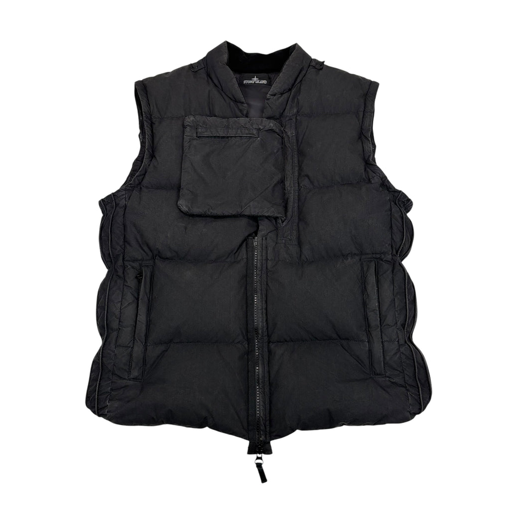 Stone Island Black Shadow Project  Compass-Patch with Removable Arms Cotton Nylon Poplin Down Jacket