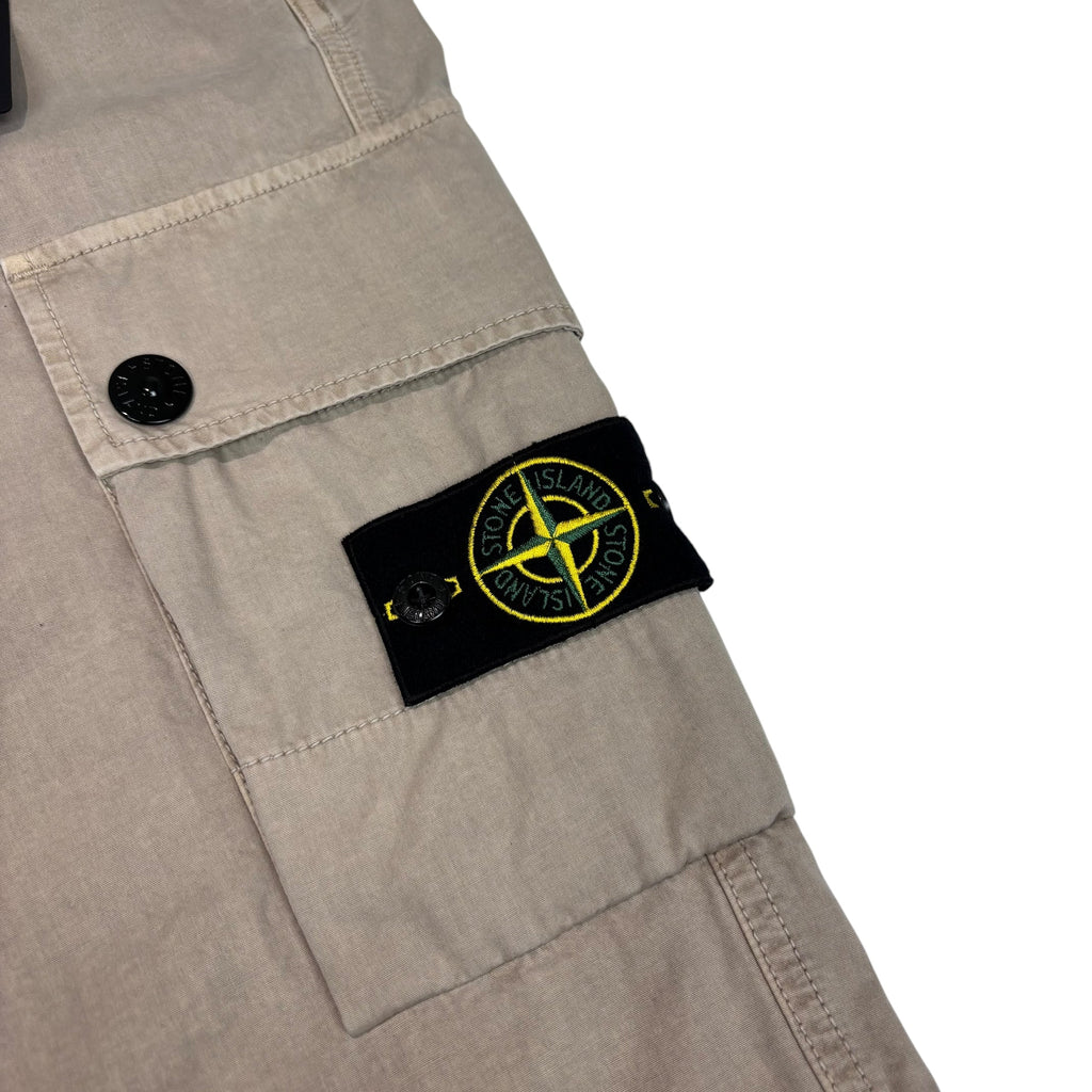 Stone Island Beige Compass-Patch Buttoned Cargo Trousers