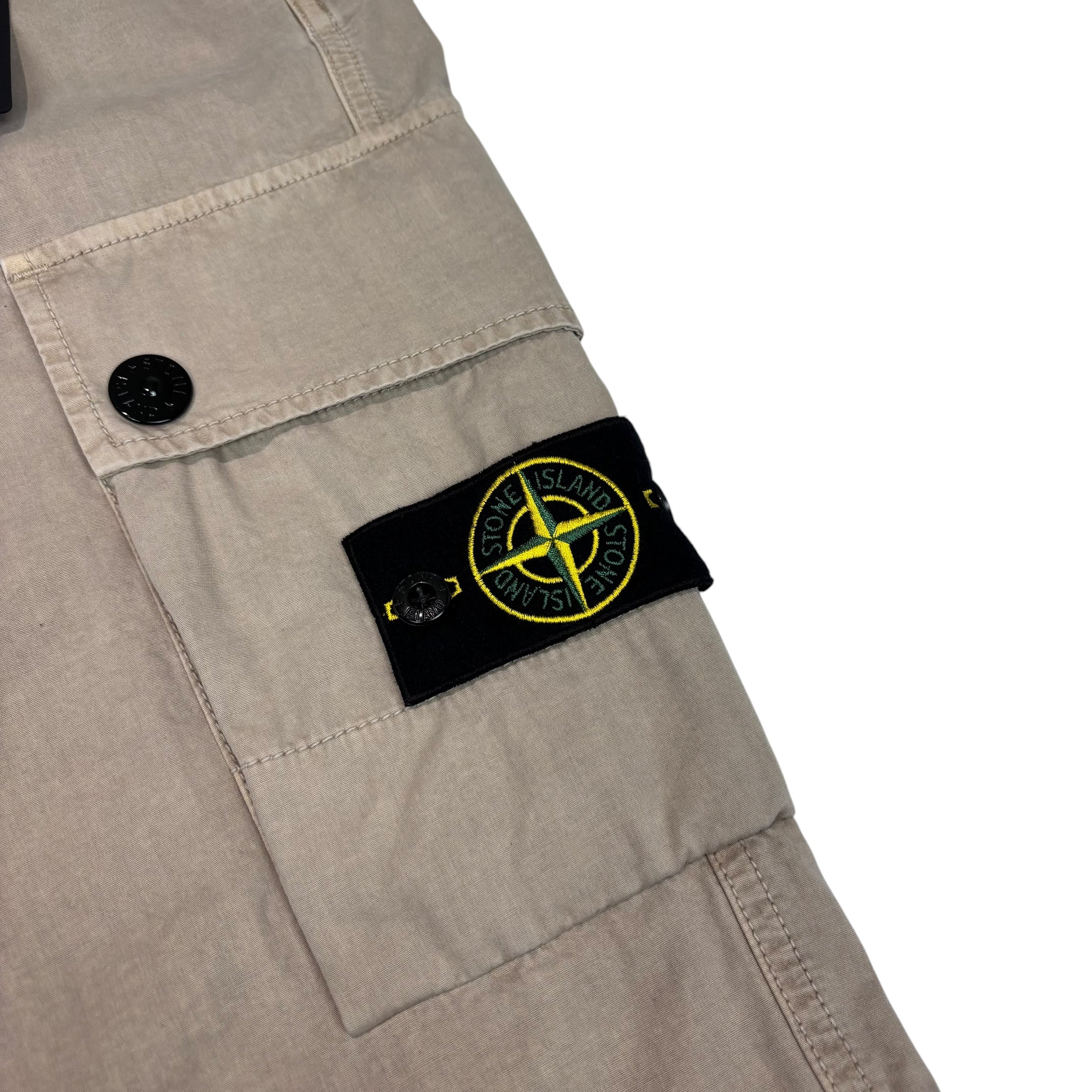 Stone Island Beige Compass-Patch Buttoned Cargo Trousers