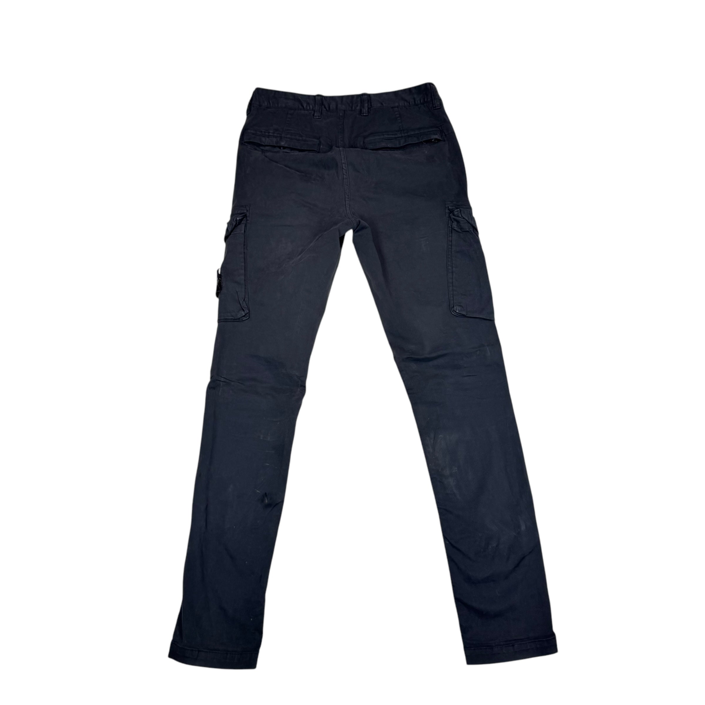 Stone Island Black Compass-Patch Brushed Cotton Cargo Trousers