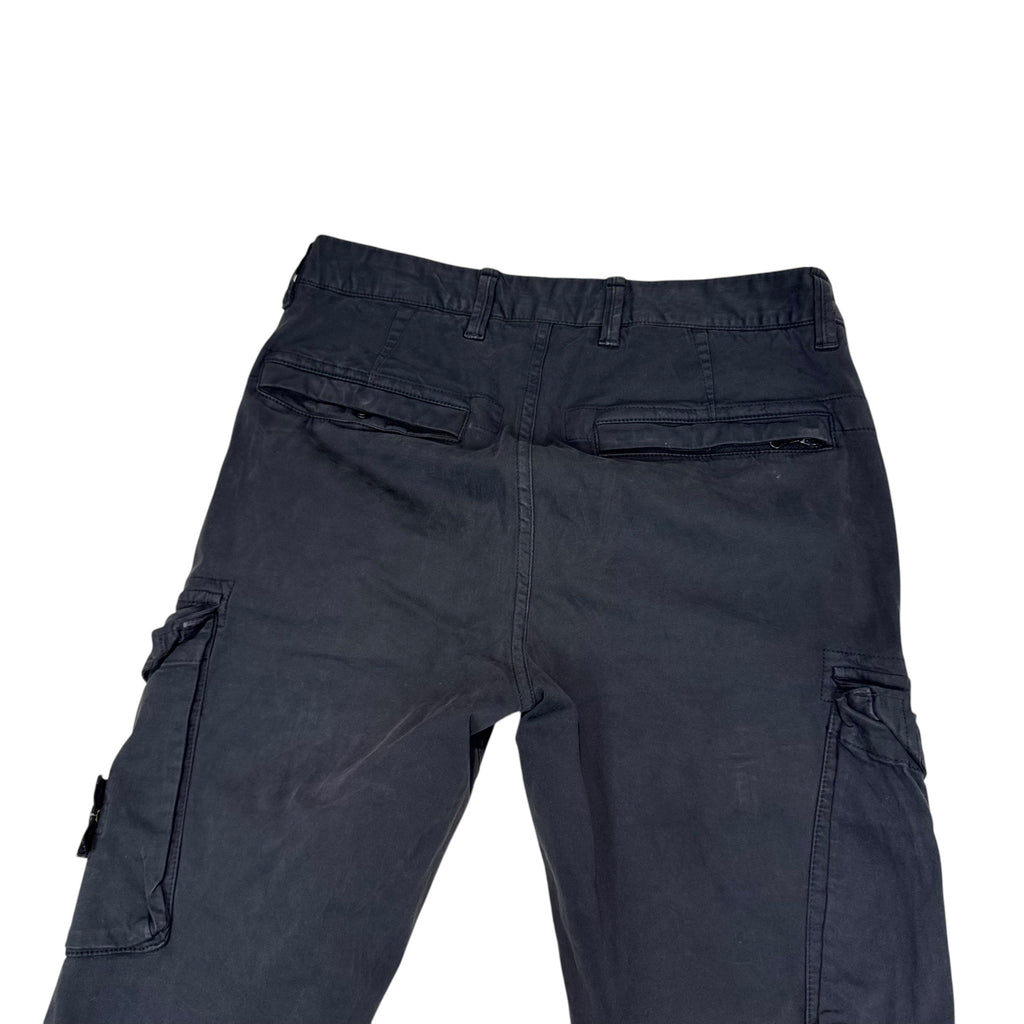Stone Island Black Compass-Patch Brushed Cotton Cargo Trousers