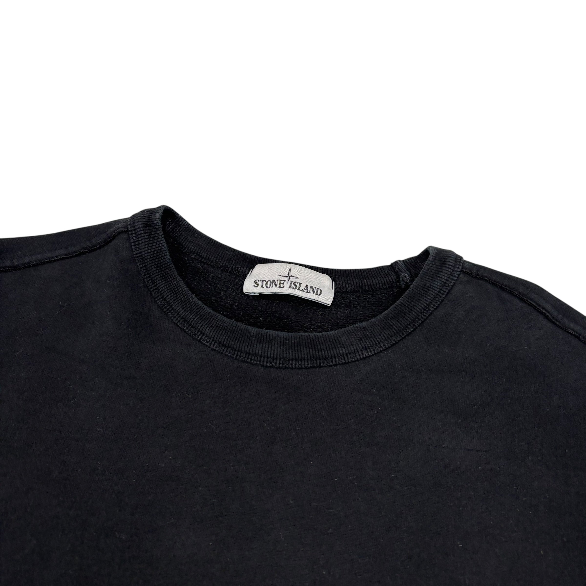 Stone Island Black Compass-Patch Crewneck Jumper
