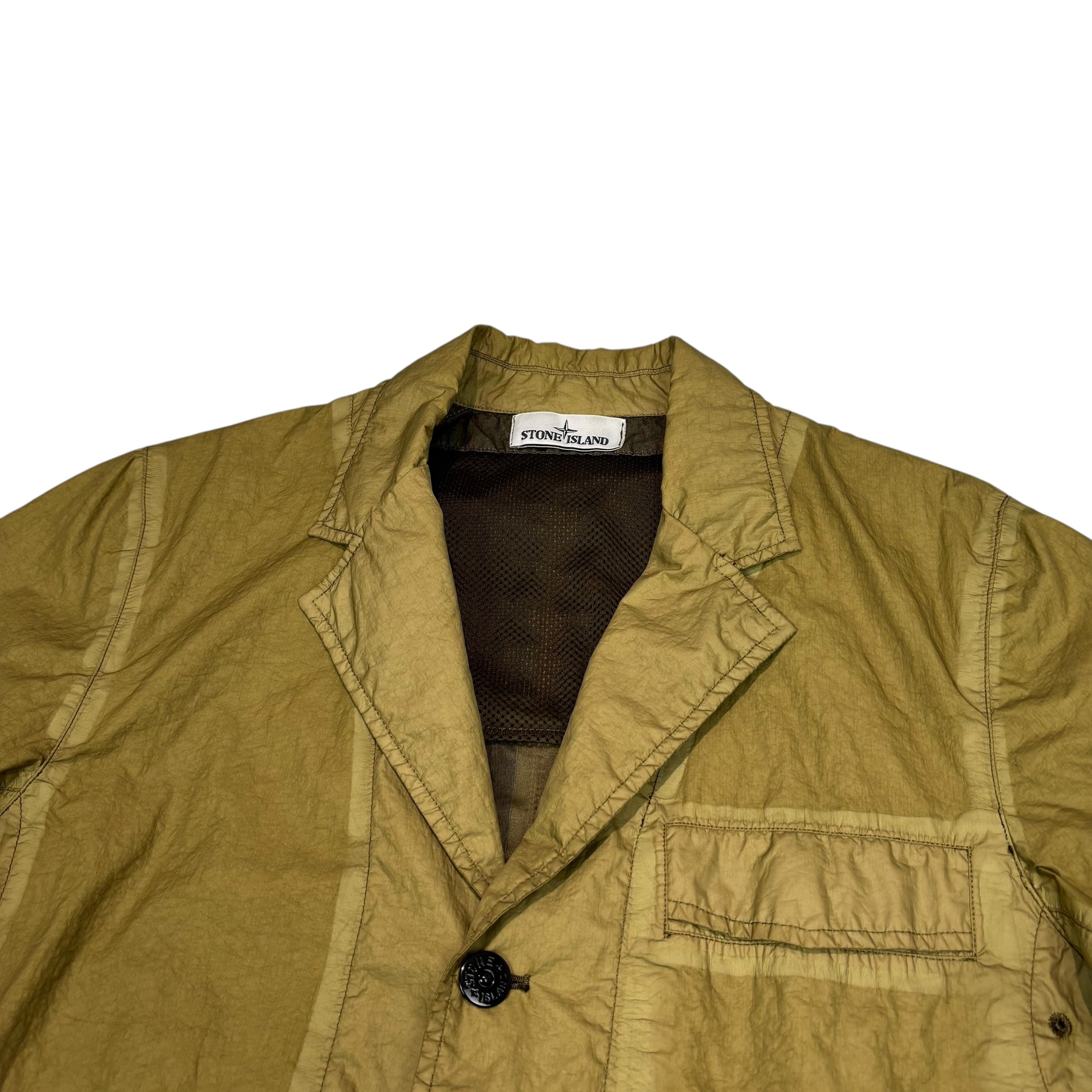 Stone Island Brown Button Up Membrana-TC Compass Patch Jacket