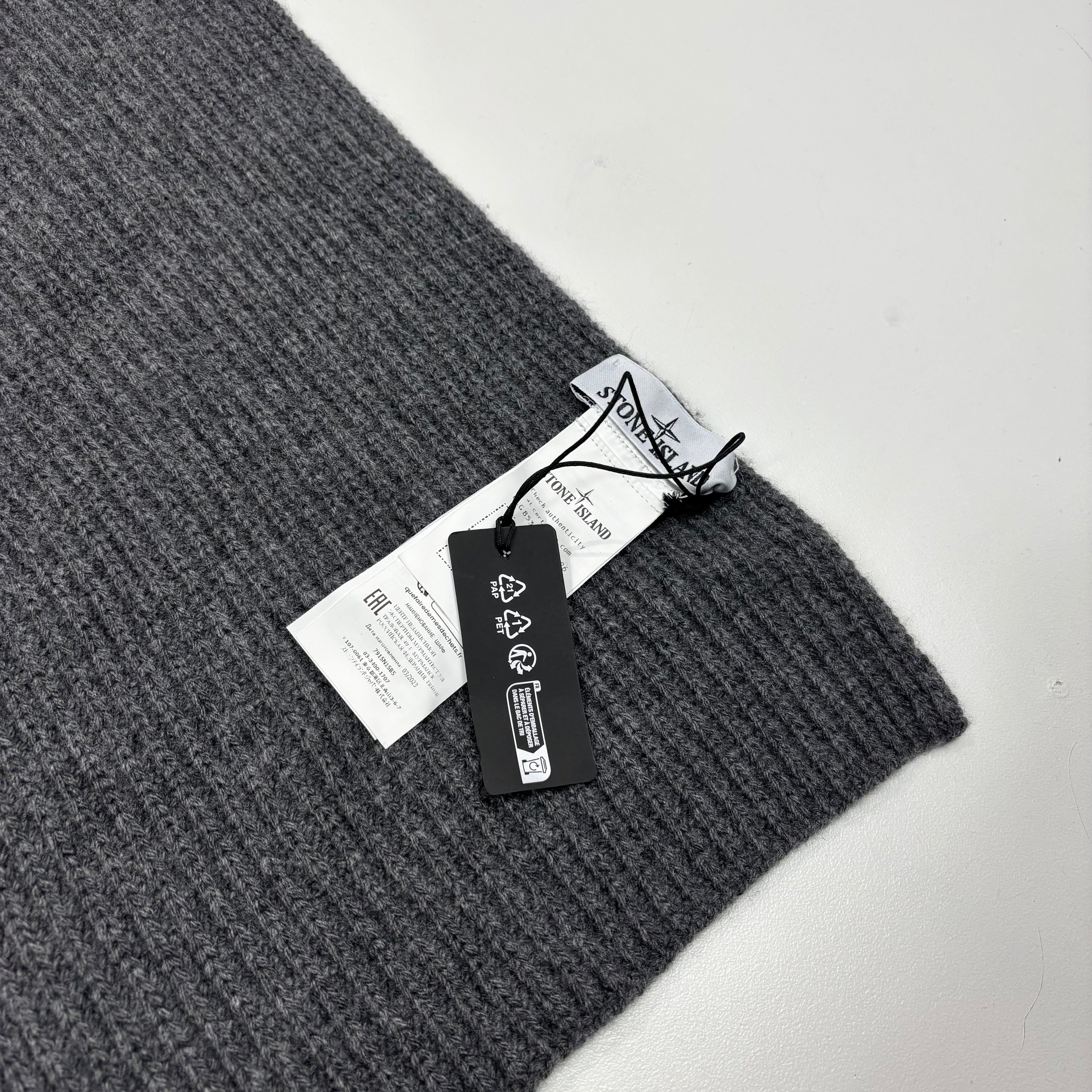 Stone Island Dark Grey Cotton Scarf