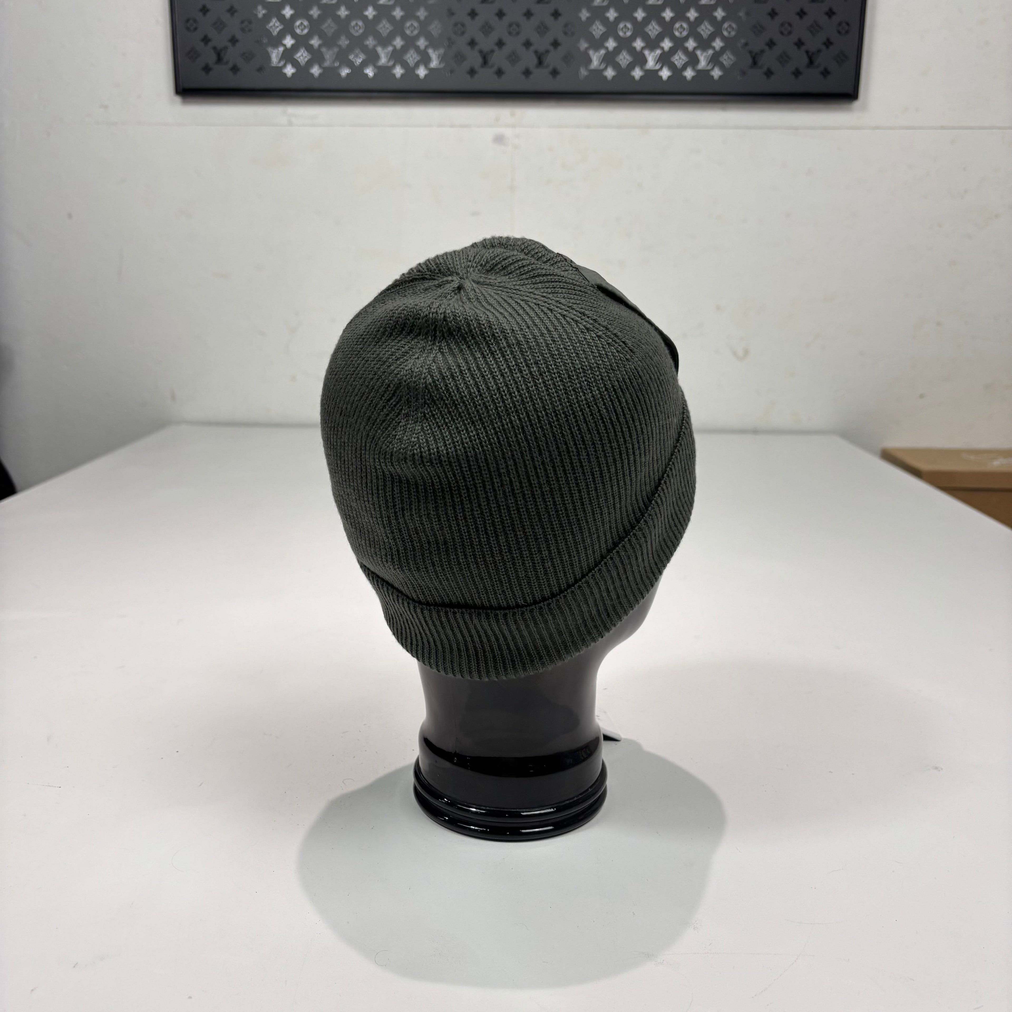 CP Company Leaf Green Cotton Single Goggle Beanie