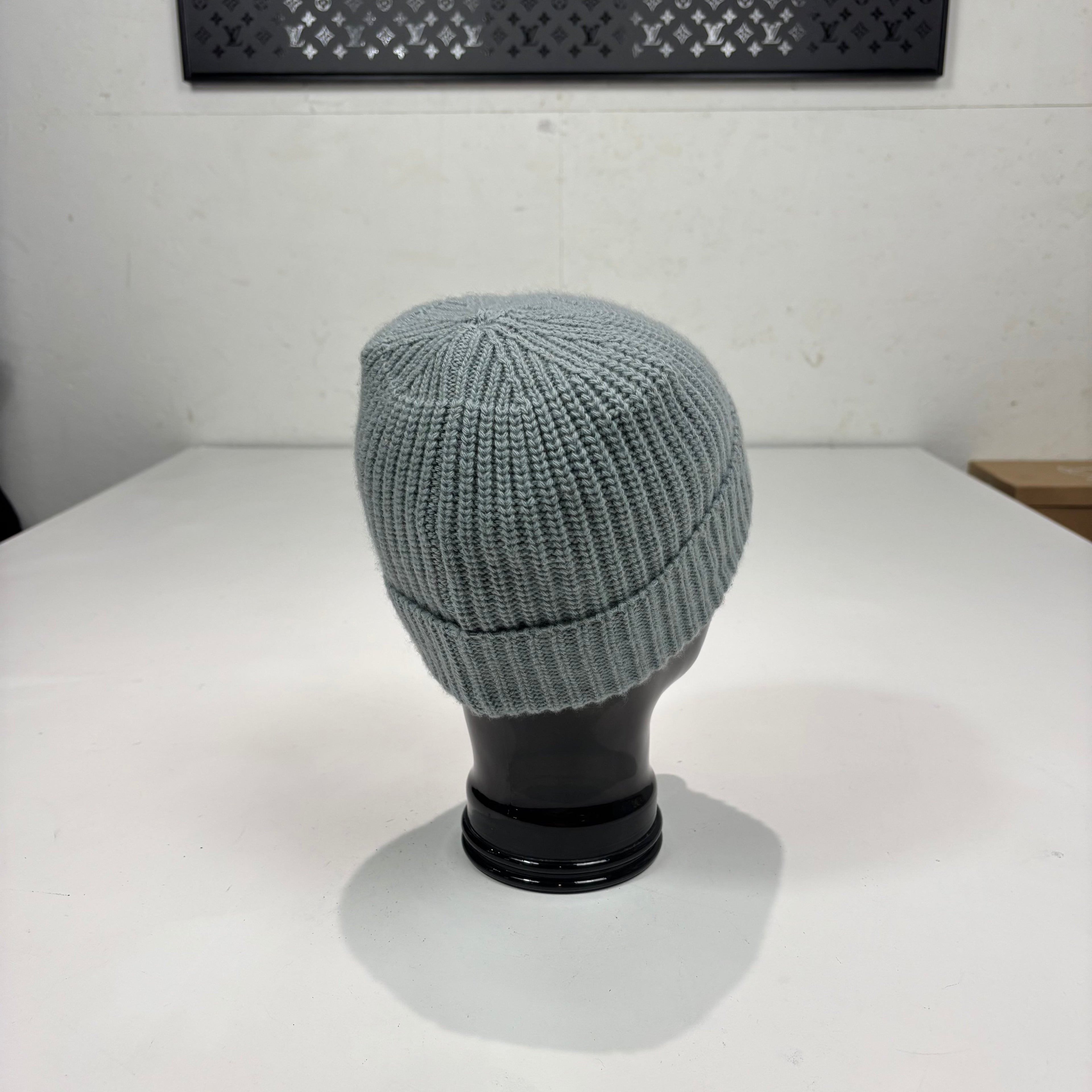 Stone Island Grey Patch Logo Cotton Beanie