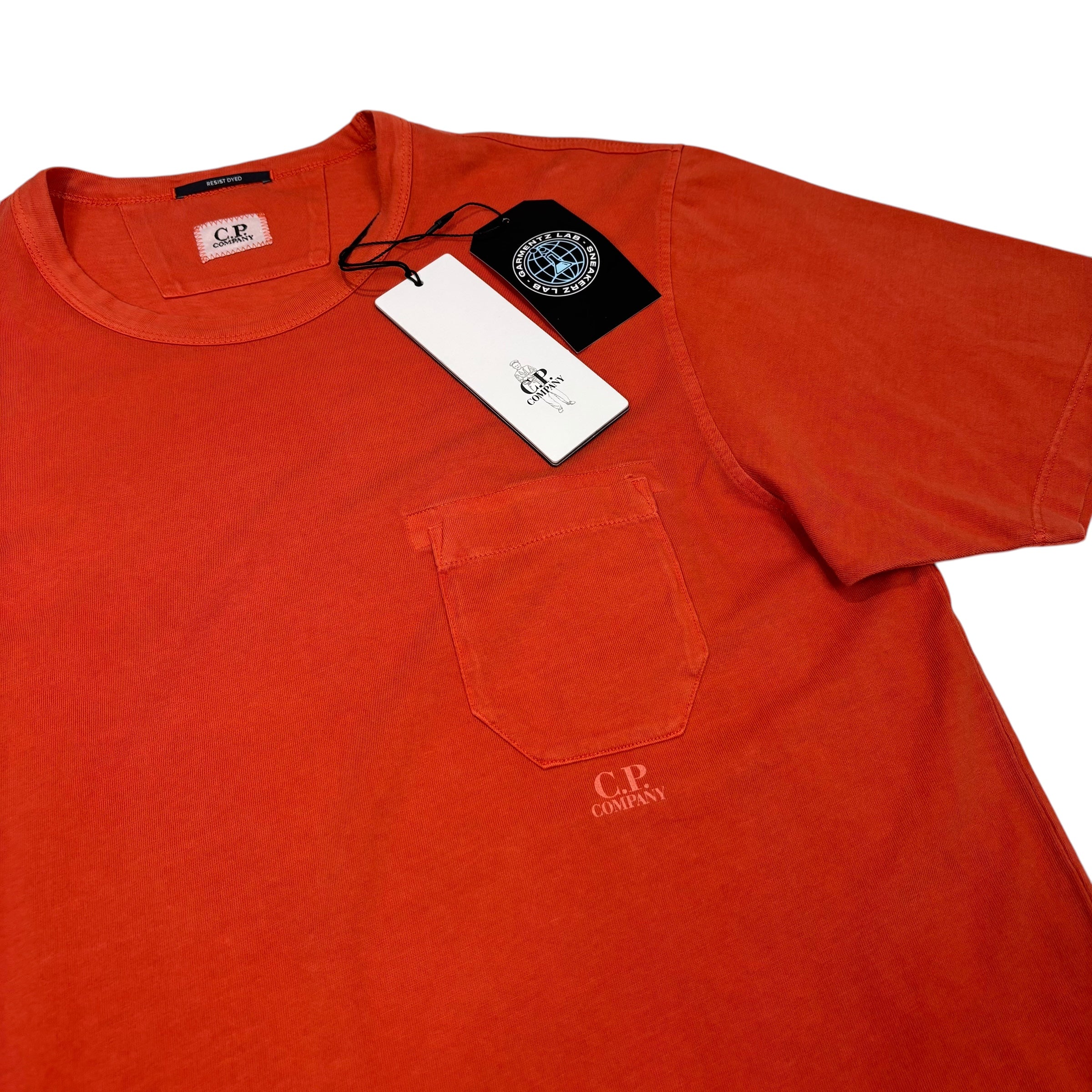 CP Company Orange Pocket Detail Spell Out TShirt