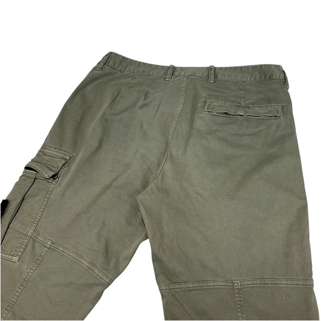 Stone Island Beige Zip-Pockets Brushed Cotton Compass-Patch Cargo Trousers