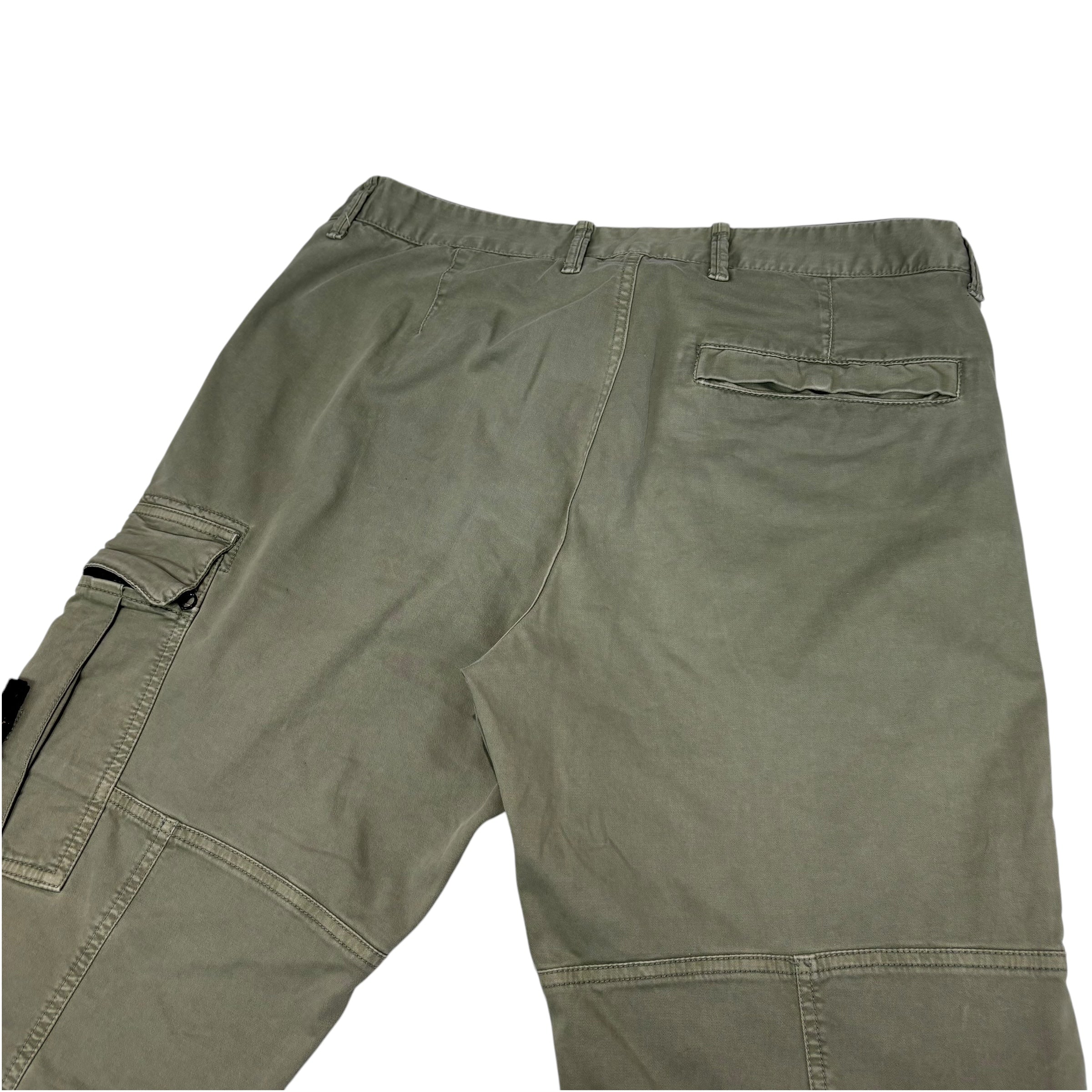 Stone Island Beige Zip-Pockets Brushed Cotton Compass-Patch Cargo Trousers
