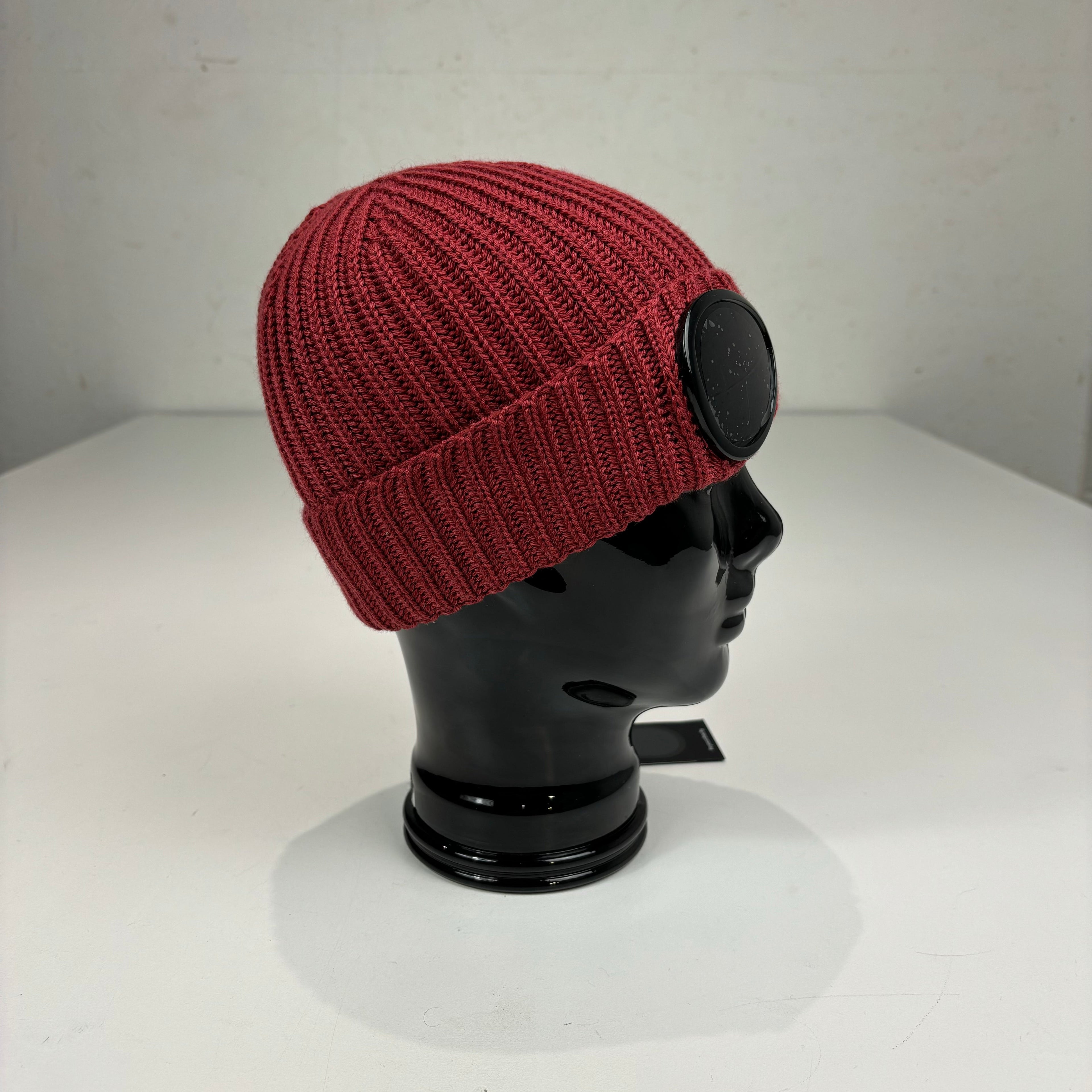 CP Company Ketchup Red Double Goggle Knitted Woollen Beanie