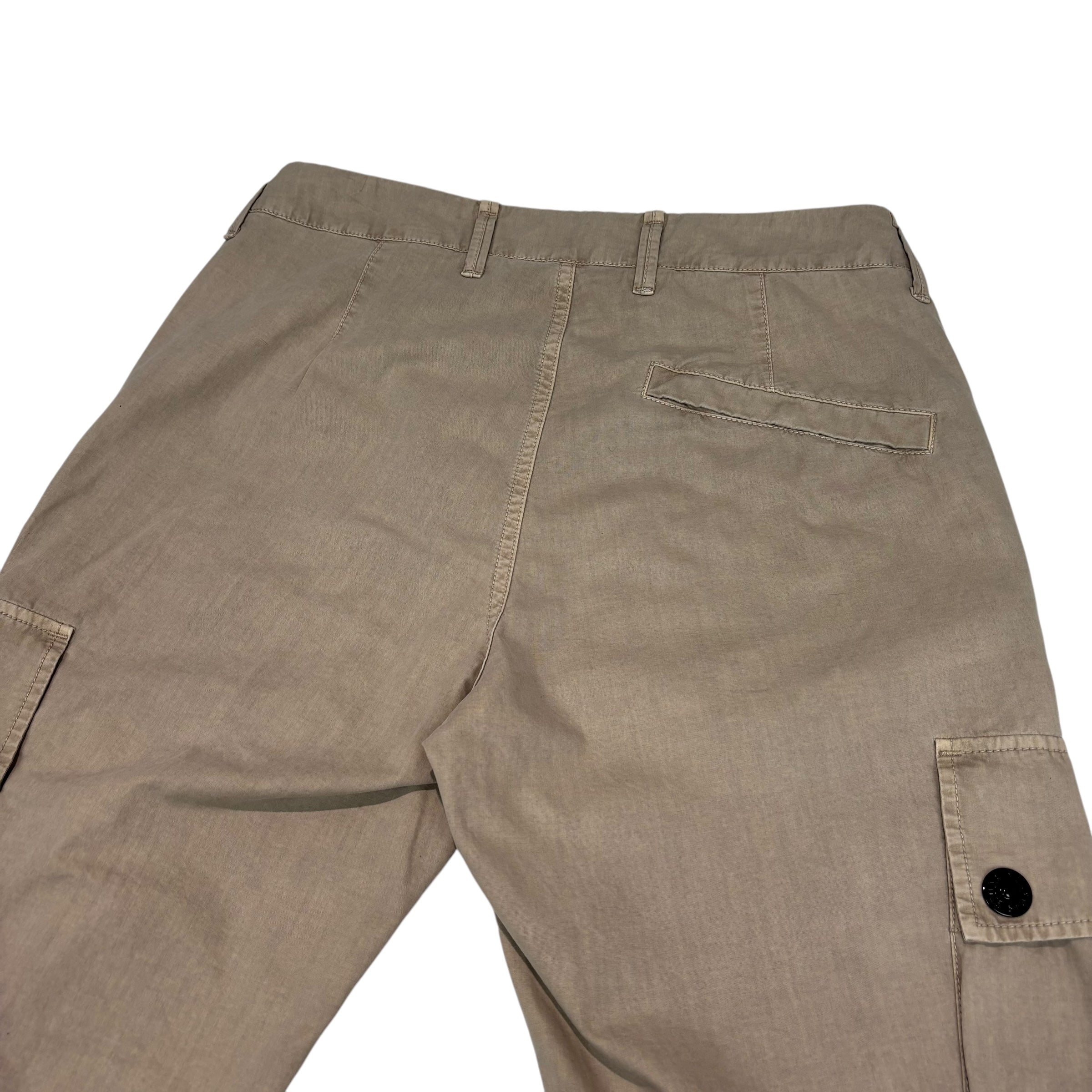 Stone Island Beige Compass-Patch Buttoned Cargo Trousers